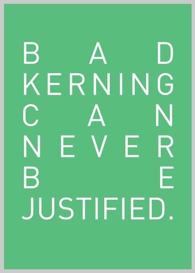 An example of text that is kerned poorly. Notice the huge gap between the letters in the words with less letter. This happens when you justify text.