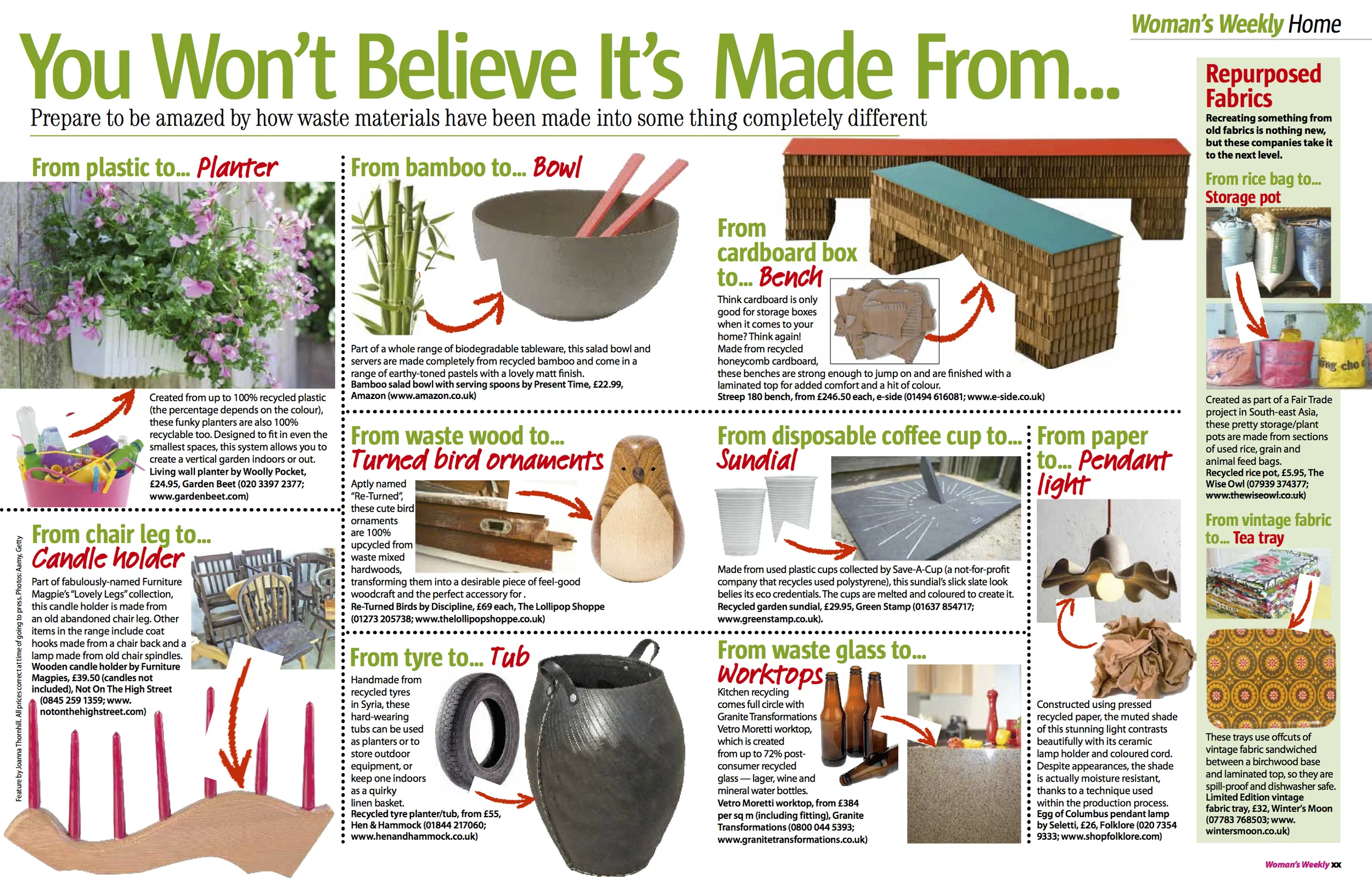 Woman's Weekly You Won't Believe It's Made From... feature by Joanna Thornhill, May 14 2013.jpeg