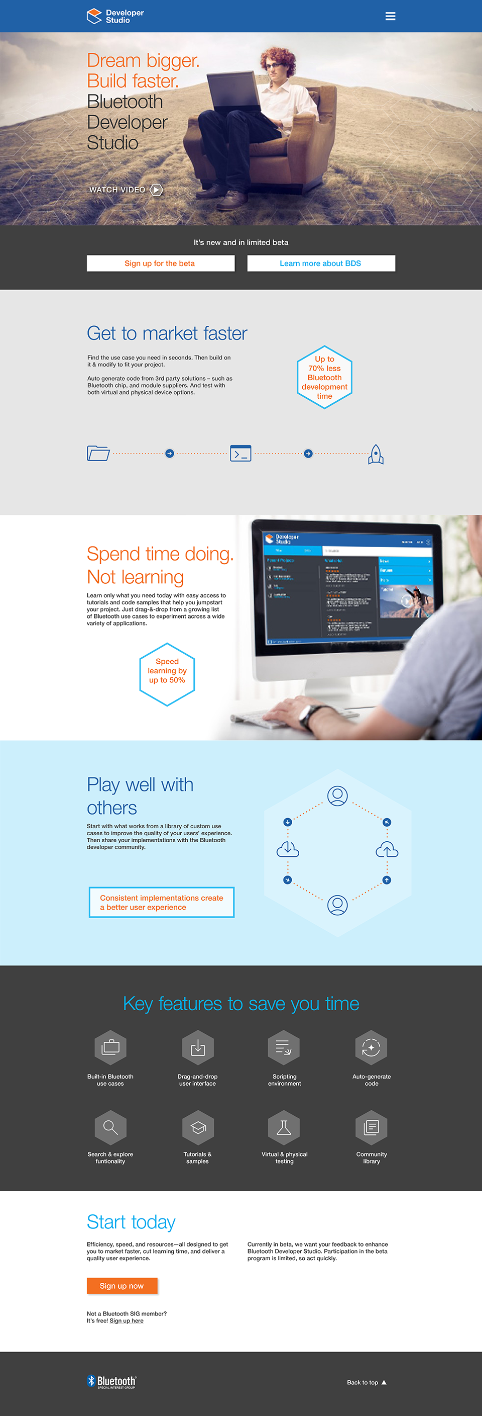 Home page concept 2 with a design that leans into using illustration below the fold for some page modules.