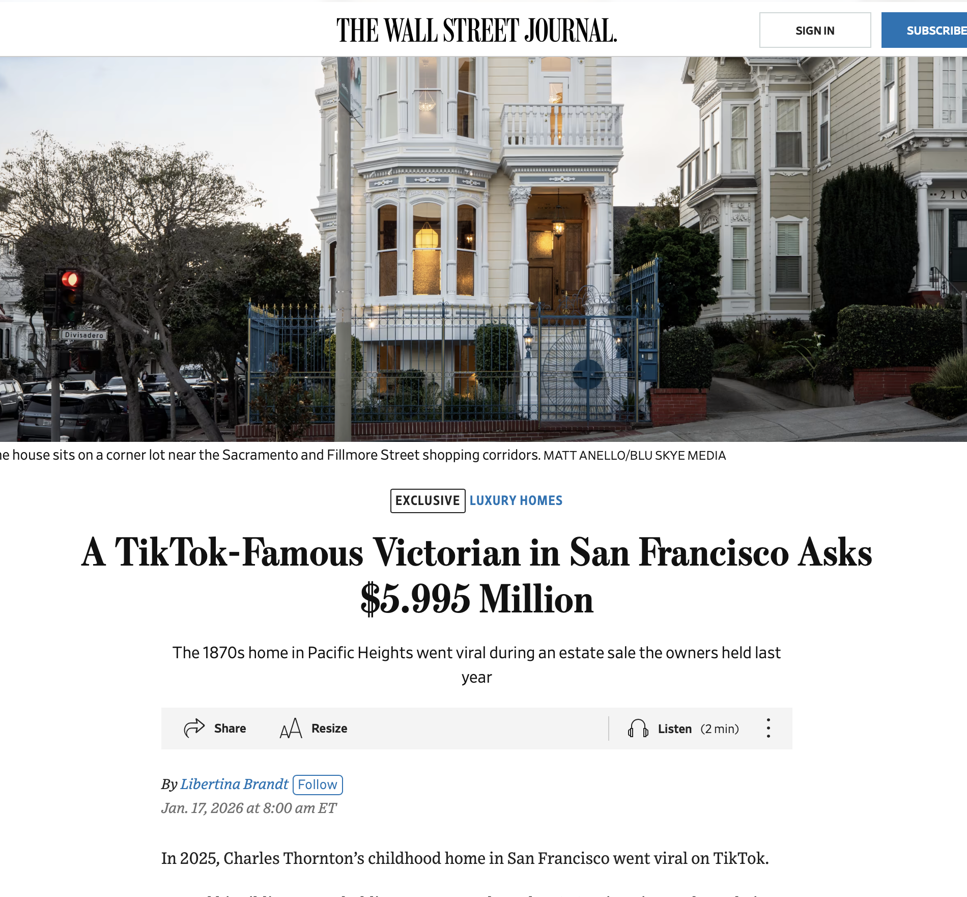 A TikTok-Famous Victorian in San Francisco Asks $5.995 Million - WSJThe Wall Street Journal