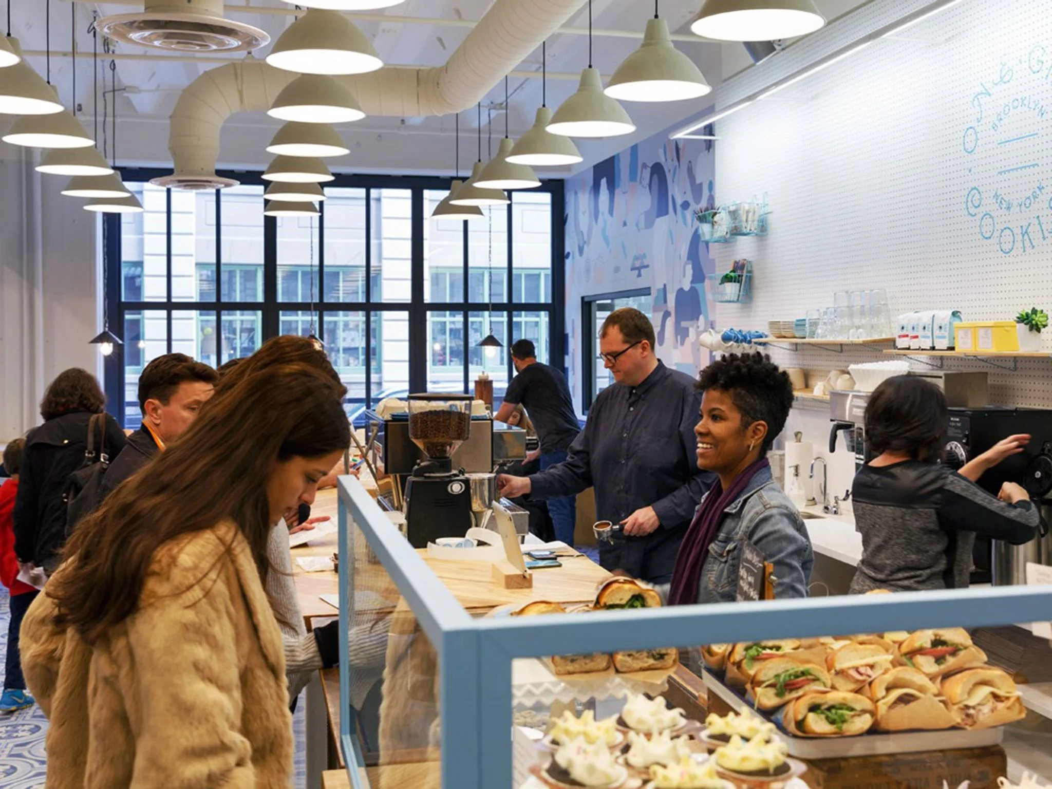 Cafe on a busy day in Industry City