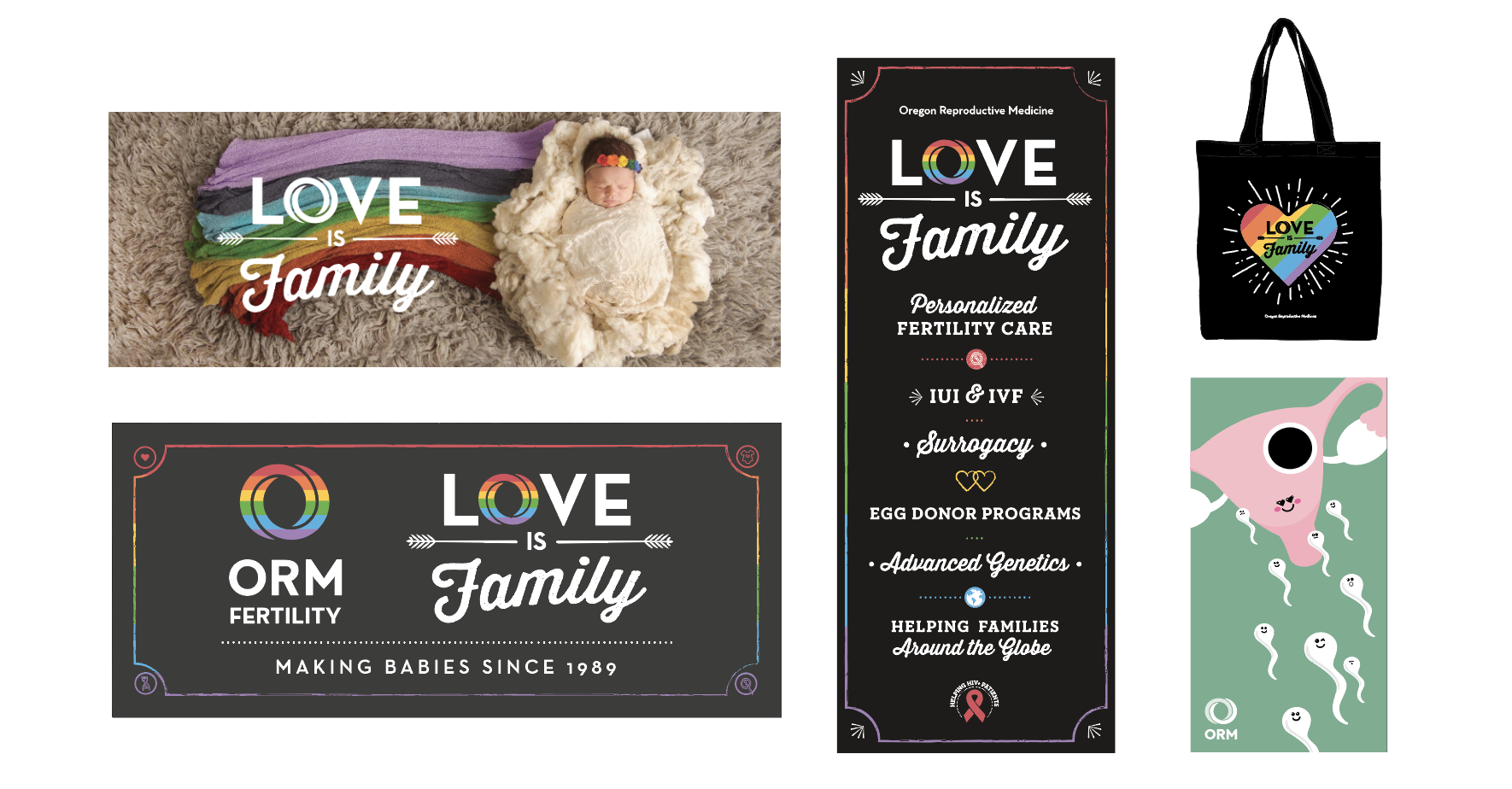 Love Is Family Event: Web Banner, Walking Banner for Parade, Banner for Booth, Tote Giveaway, Humorous Cornhole Game Design for Booth