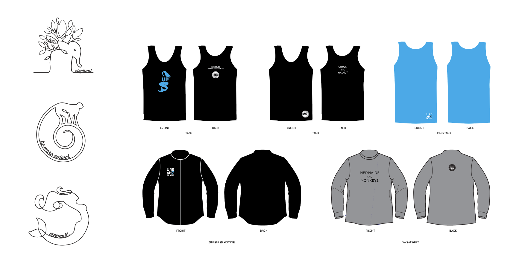 Illustrations for Names of Pilates Exercises, Apparel