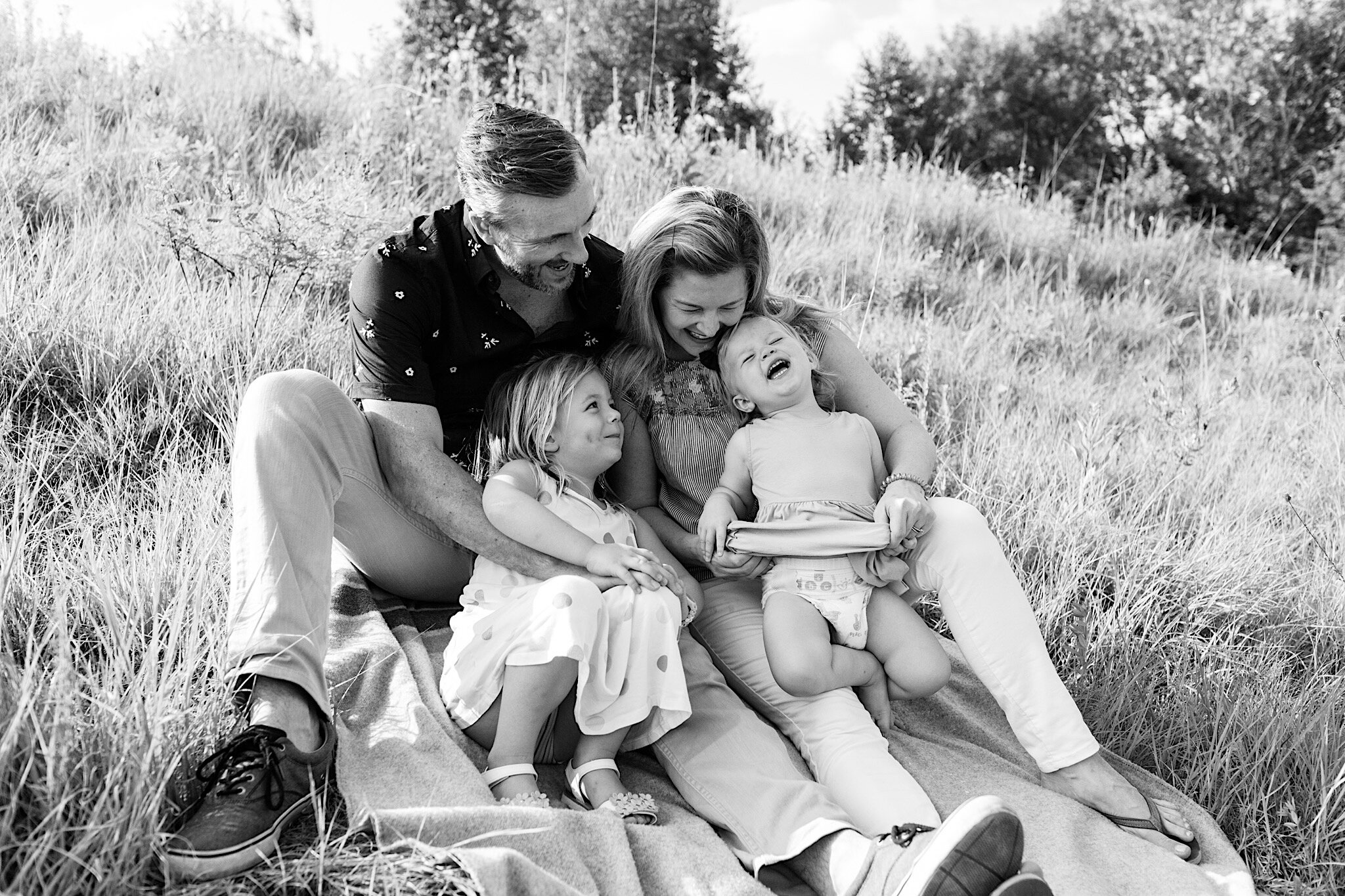 Black and white family portraits in Edina, Minnesota