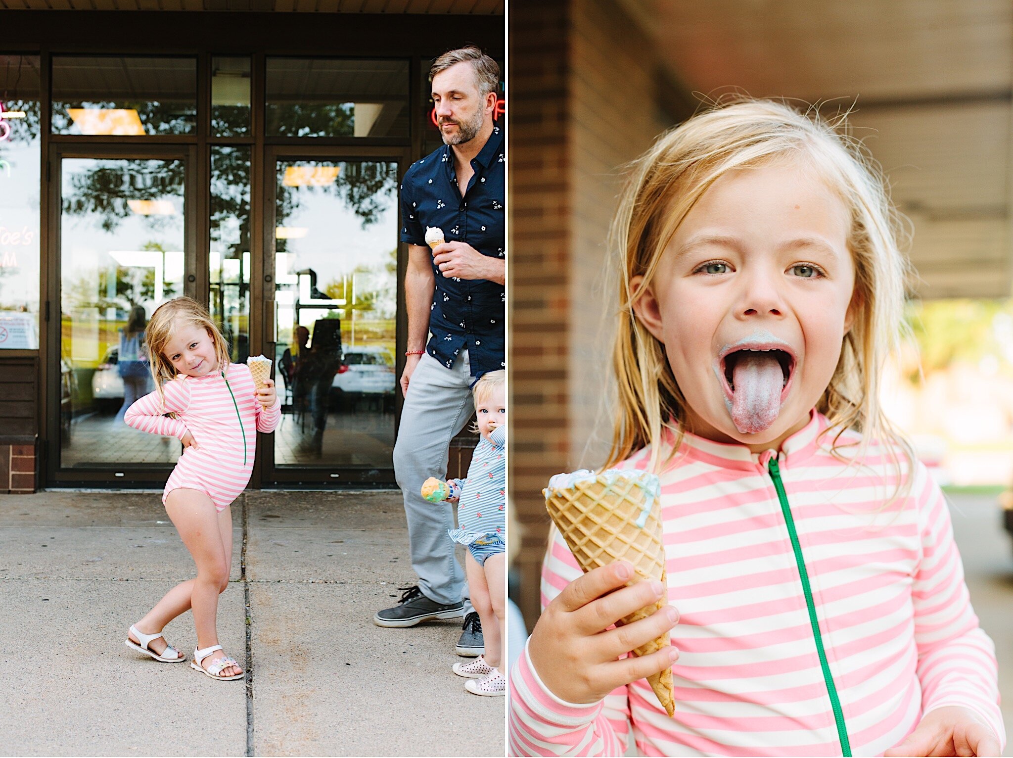 Fun family portraits at an ice cream shoppe in Minneapolis