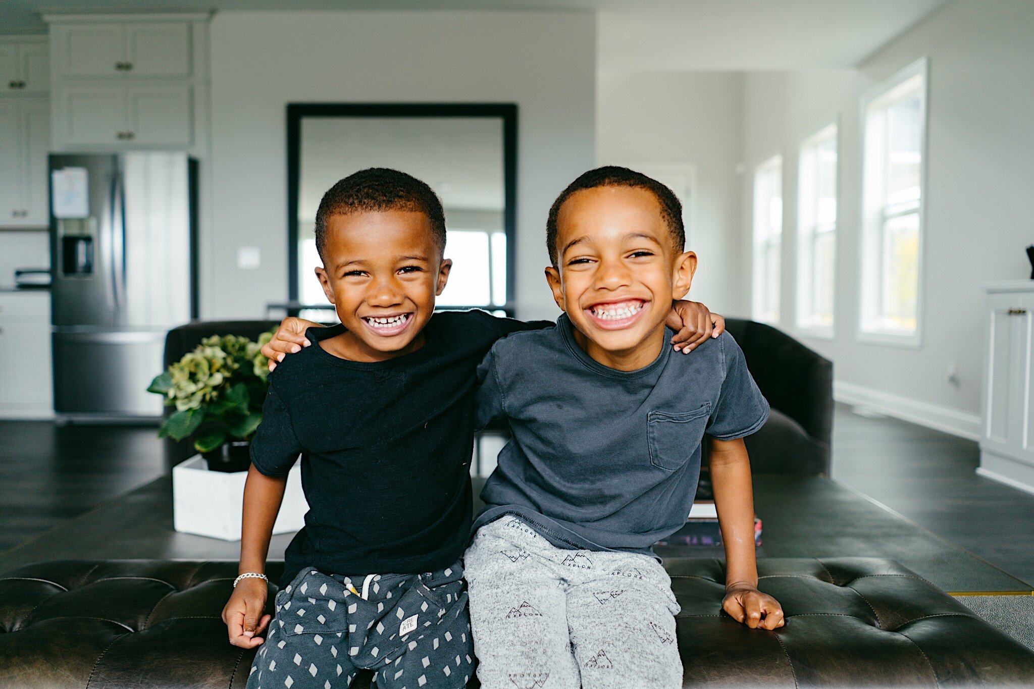 Two happy brothers during a photo session in Minneapolis