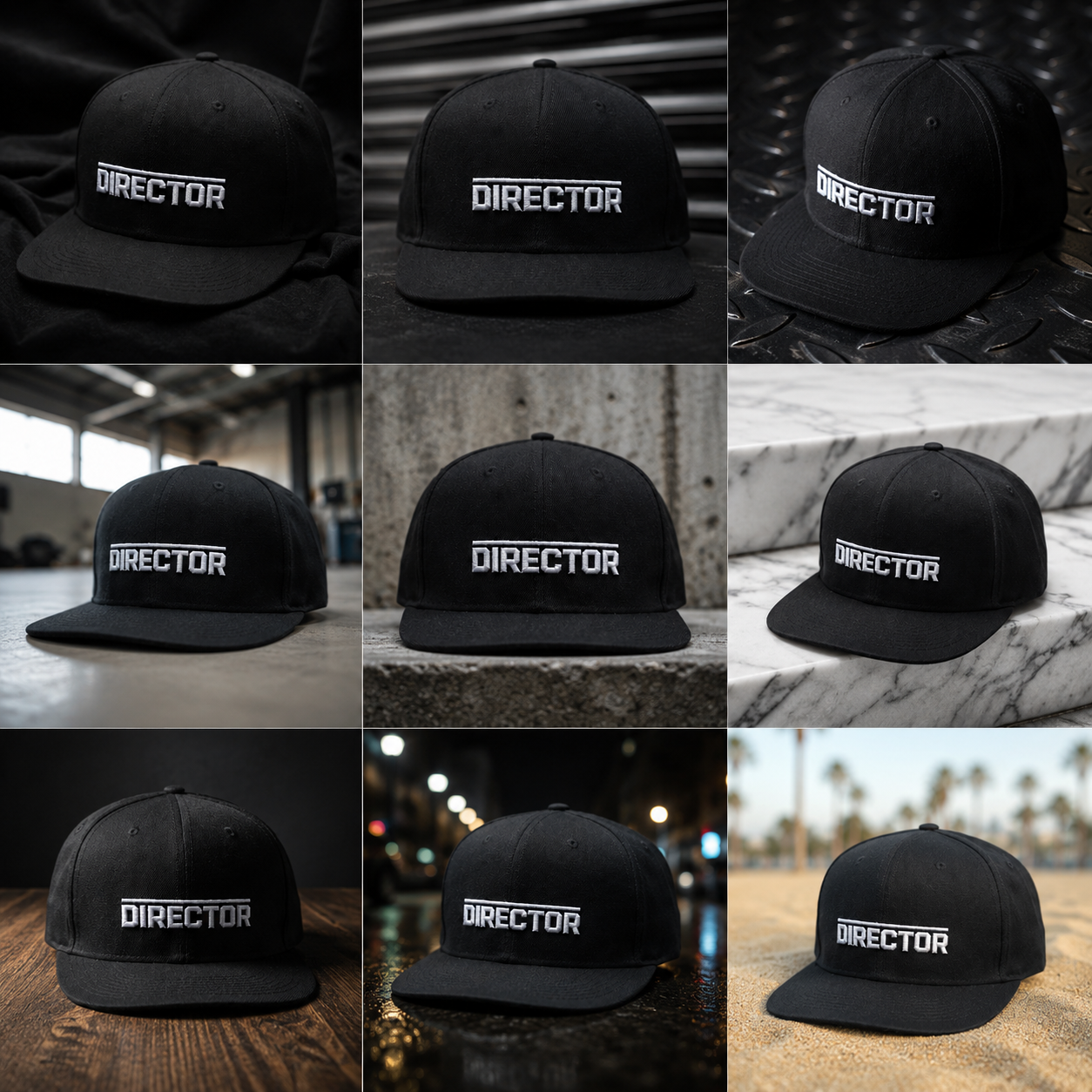DIRECTOR hat collage product images