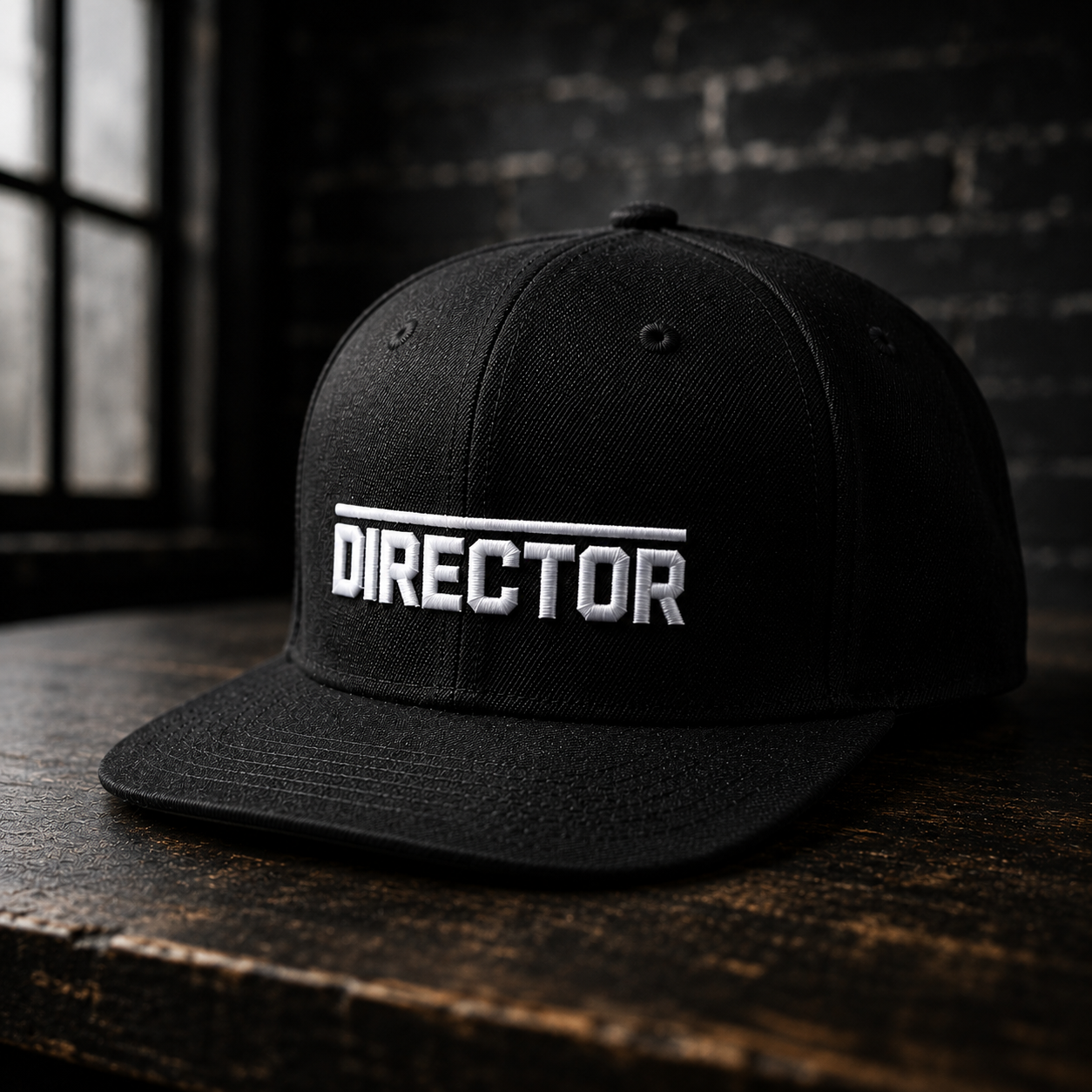 DIRECTOR hat on wood