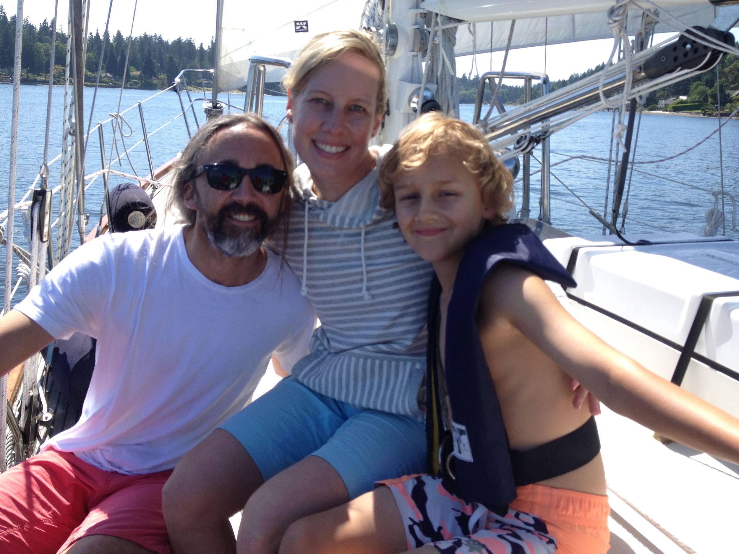 Peter, Annette and the dread pirate Miles under weigh!