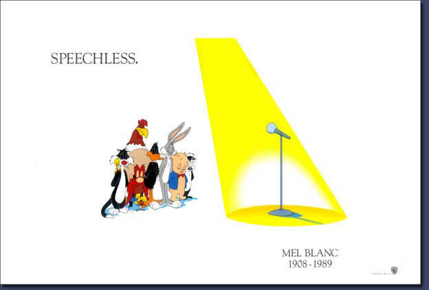 Warner Bros tribute lithograph in honor Mel Blanc's death. Issued 1993