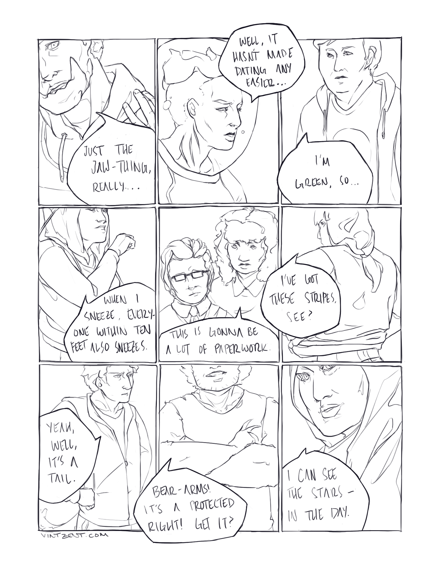  Original first page line work, before redeveloping the style. 