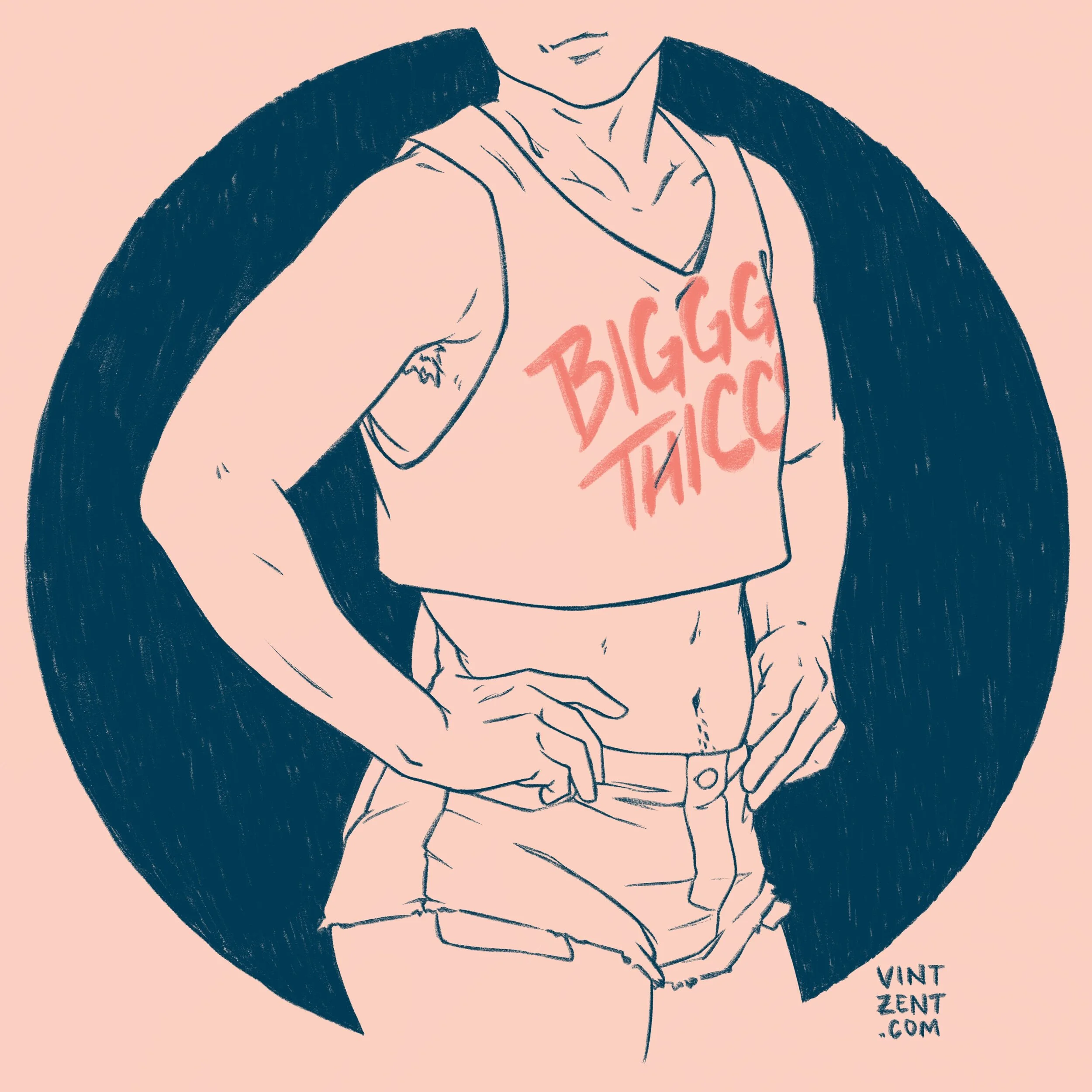  9/10 - Procreate on iPad w/ Apple Pencil. Special print for Seattle WTF bike polo team BIGGG THICCC.  
