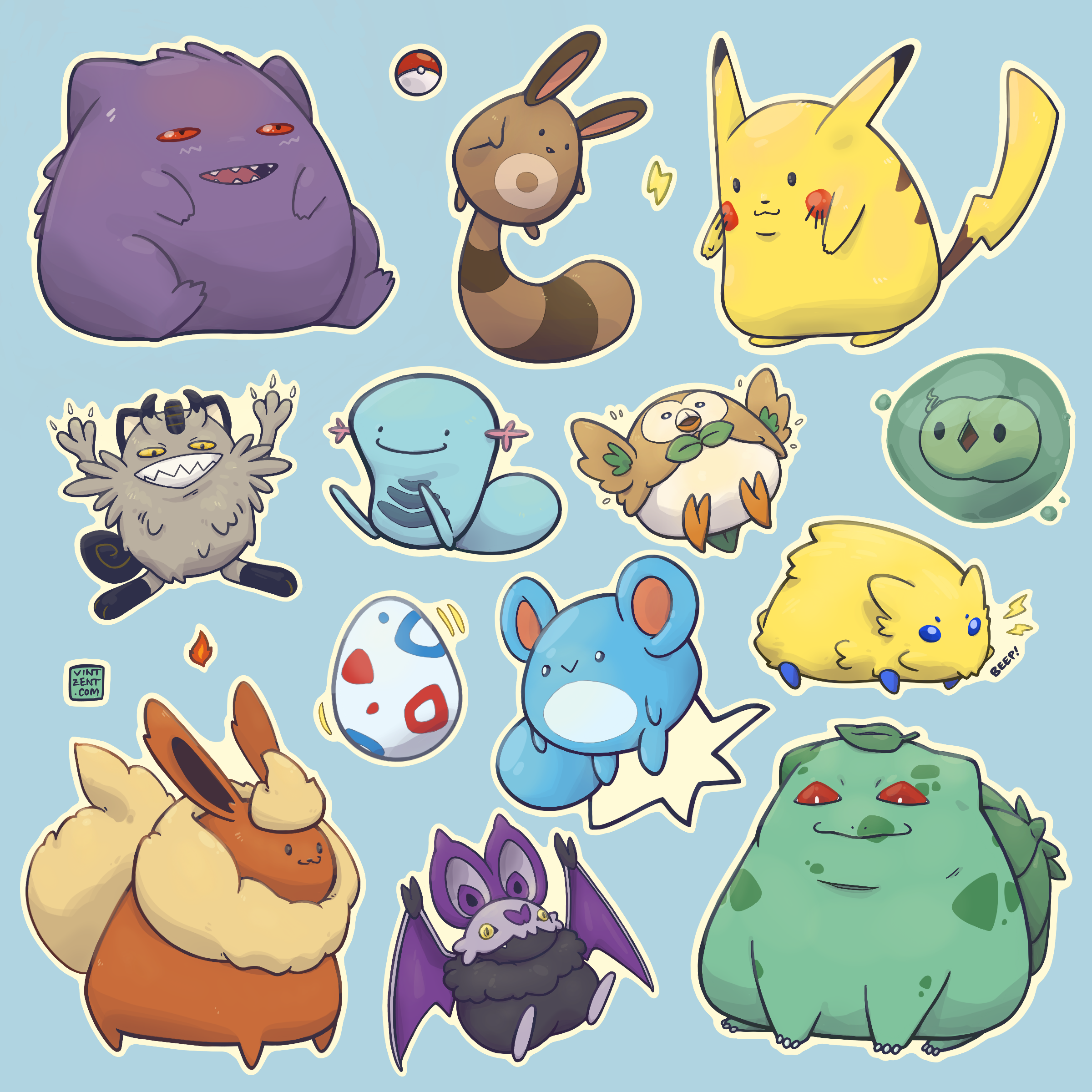  Feb 2021 - Trying a new style of drawing pokemon, bit blobby.  