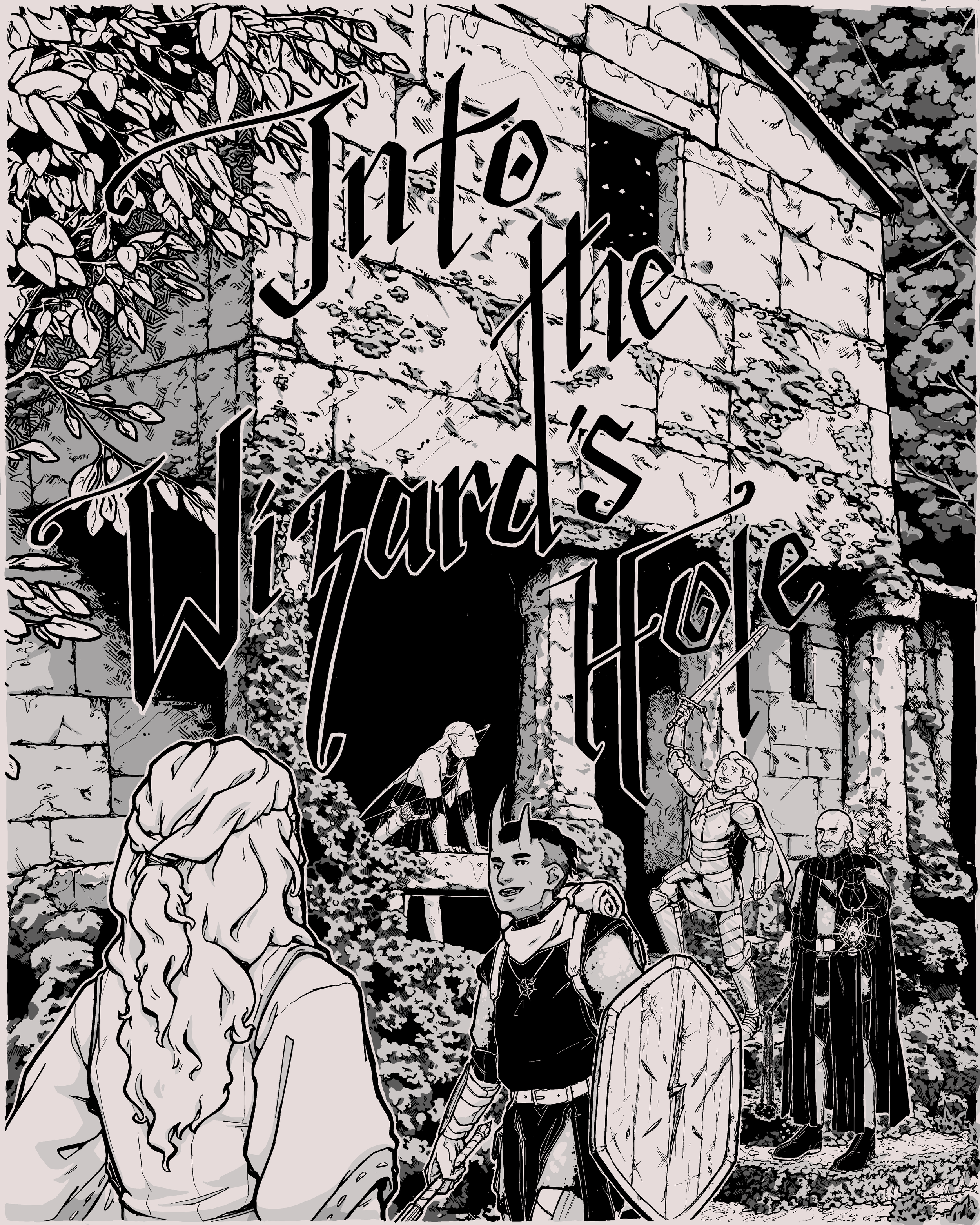 Into the Wizard's Hole, lineart/ tones