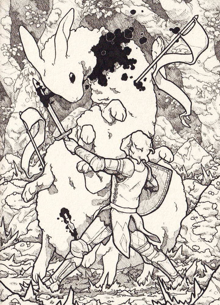  10/10 - 5×7” illustration for Gallery Nucleus 2025, micron pen on art board.  