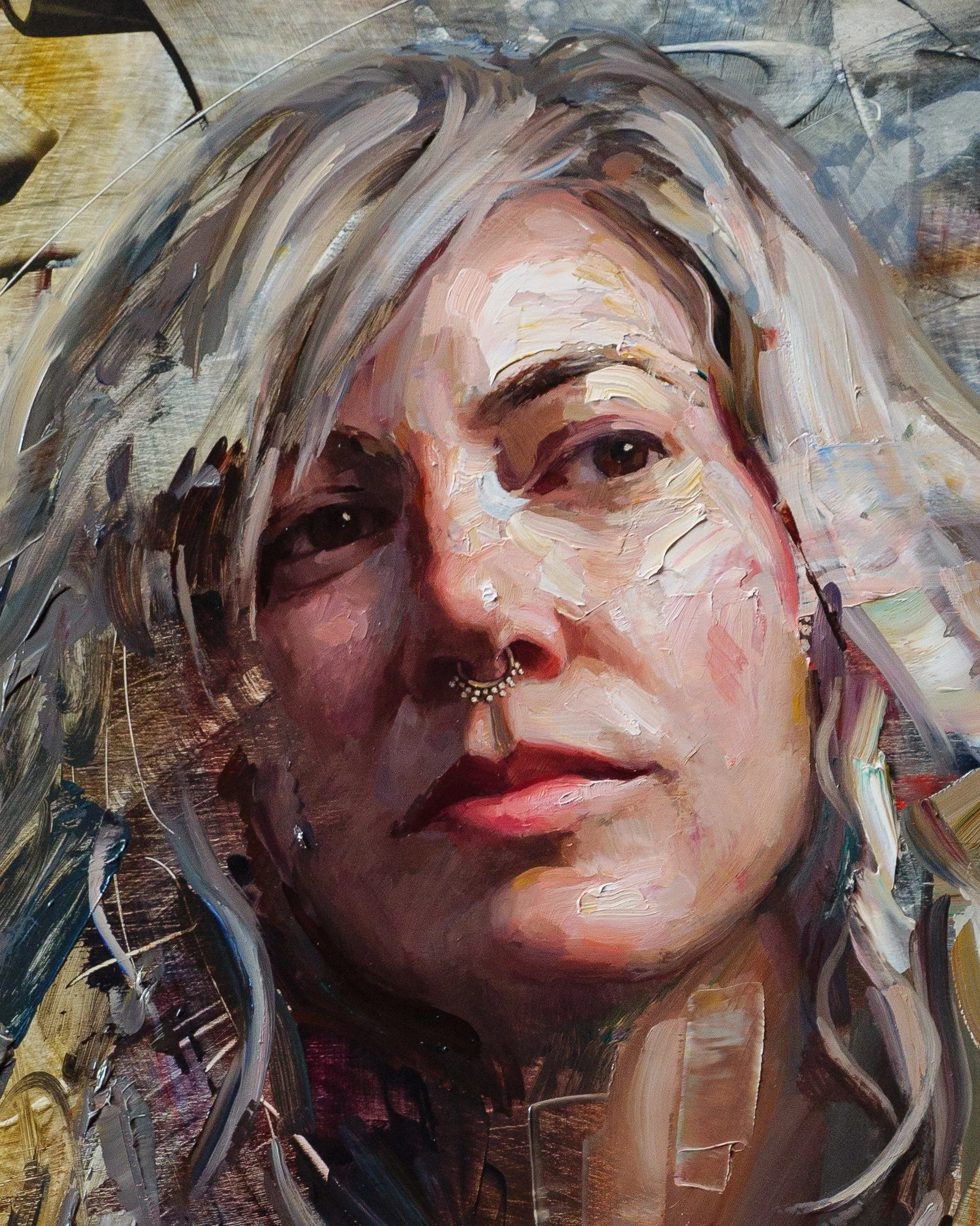 Detail of Wildflower oil portrait by Matt Talbert