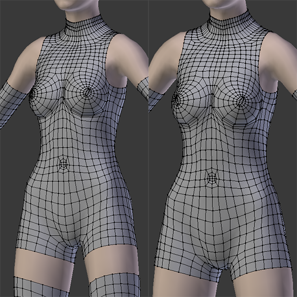 Before and after loosening around the chest and groin.