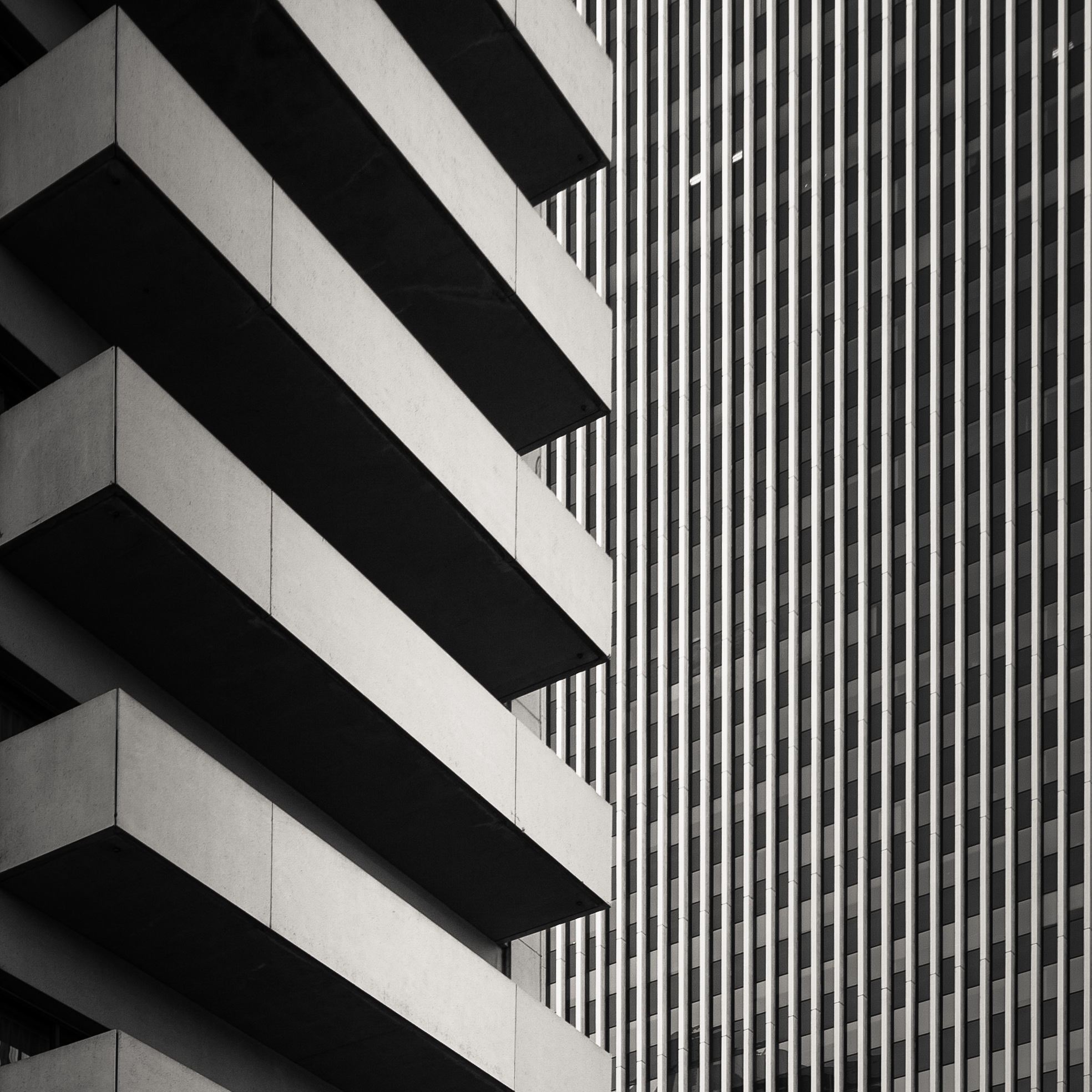 San Francisco Embarcadero black white buildings lines zig zag