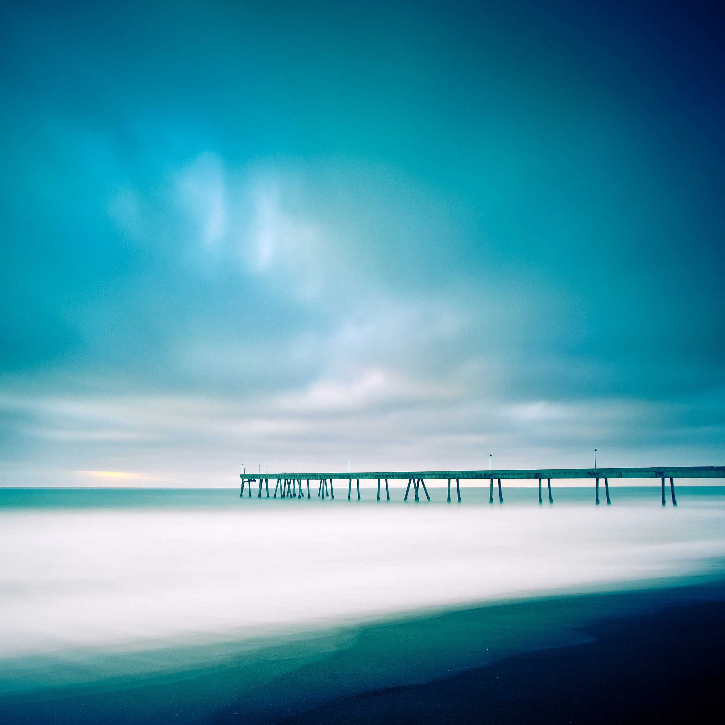 Pacifica pier hidden sunset clouds