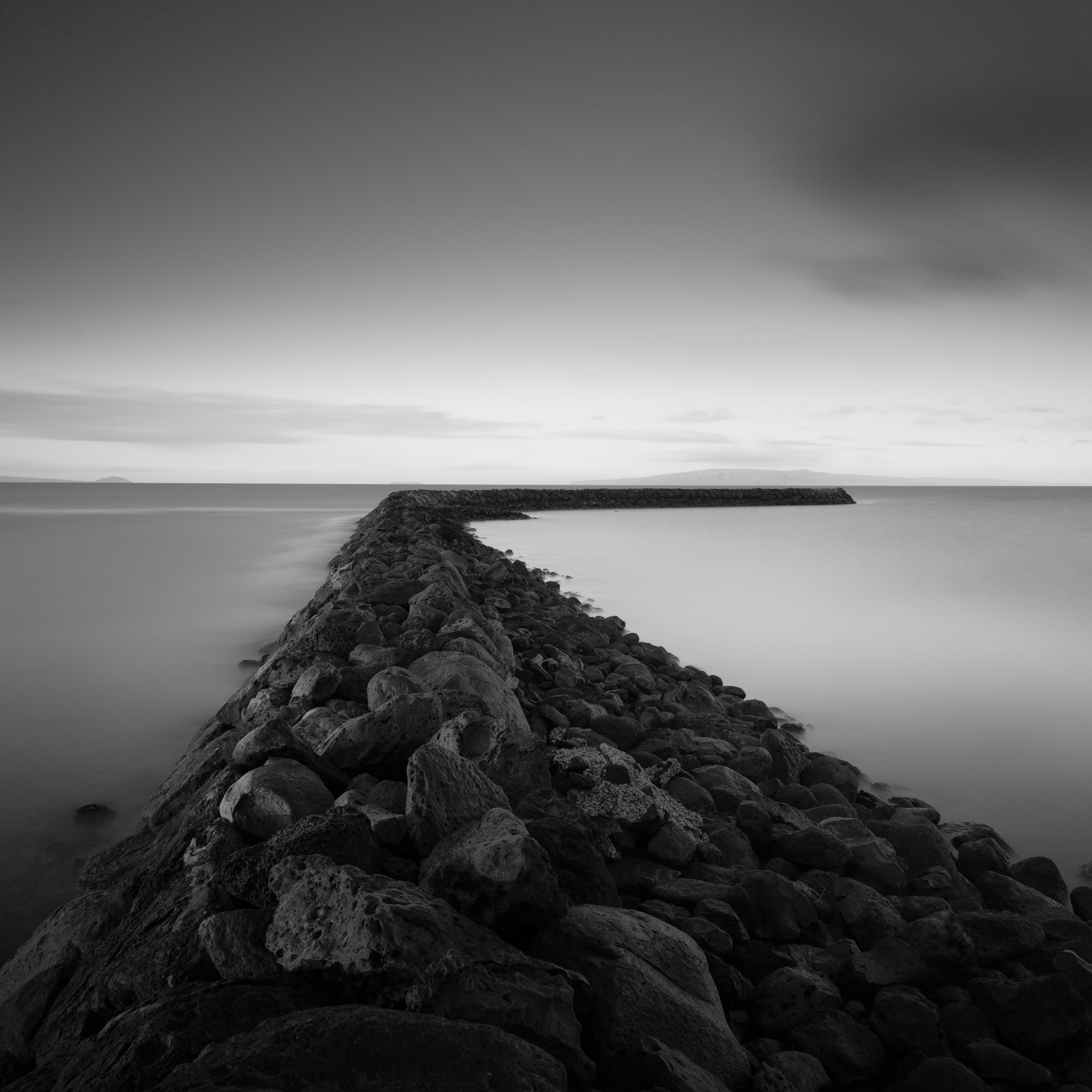 Maui Kihei black white jetty marina rocks