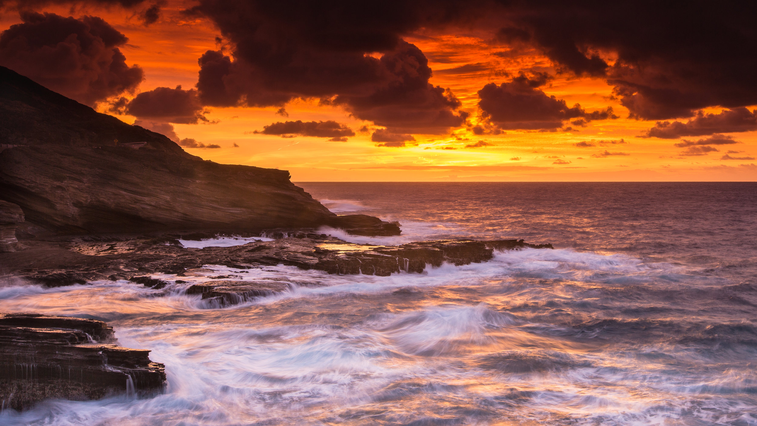 Oahu Lanai Lookout sunrise waves ominous