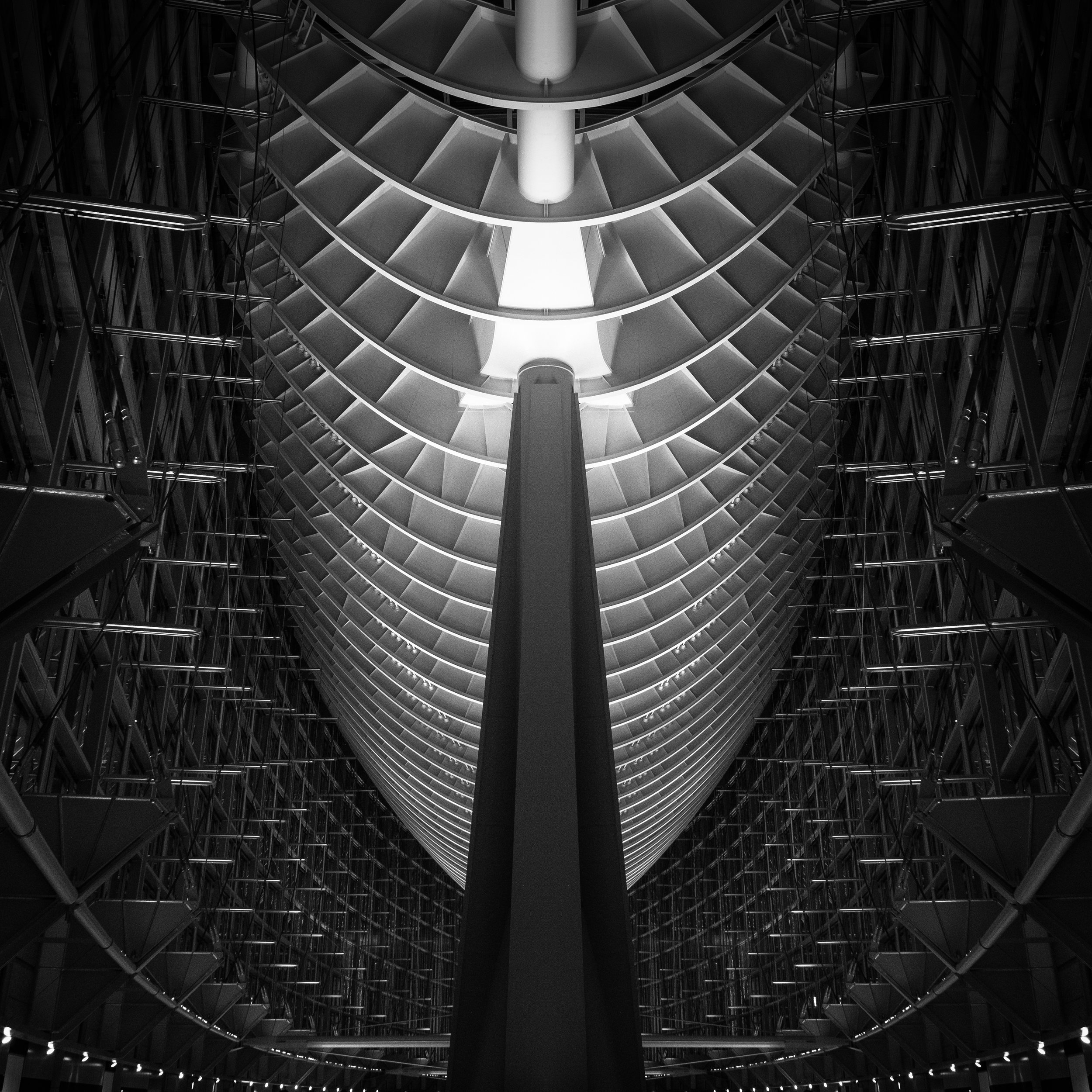 Tokyo International Forum black white atrium ribs underbelly