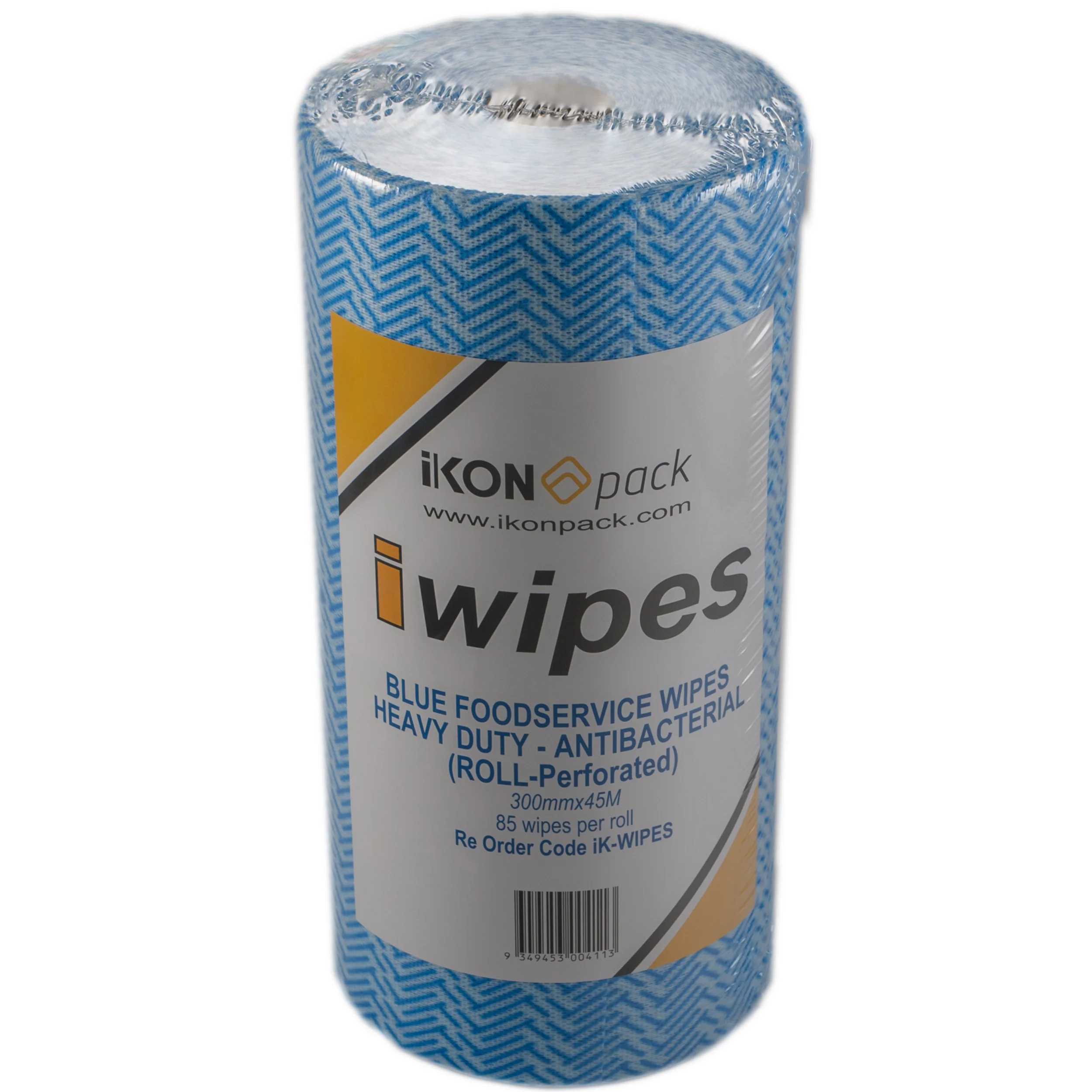 iK-WIPES BLUE FOODSERVICE WIPES HEAVY DUTY (ROLL-Perforated) 300mmx45m ON A ROLL (85 Wipes / roll) PERF. 4 rolls per box