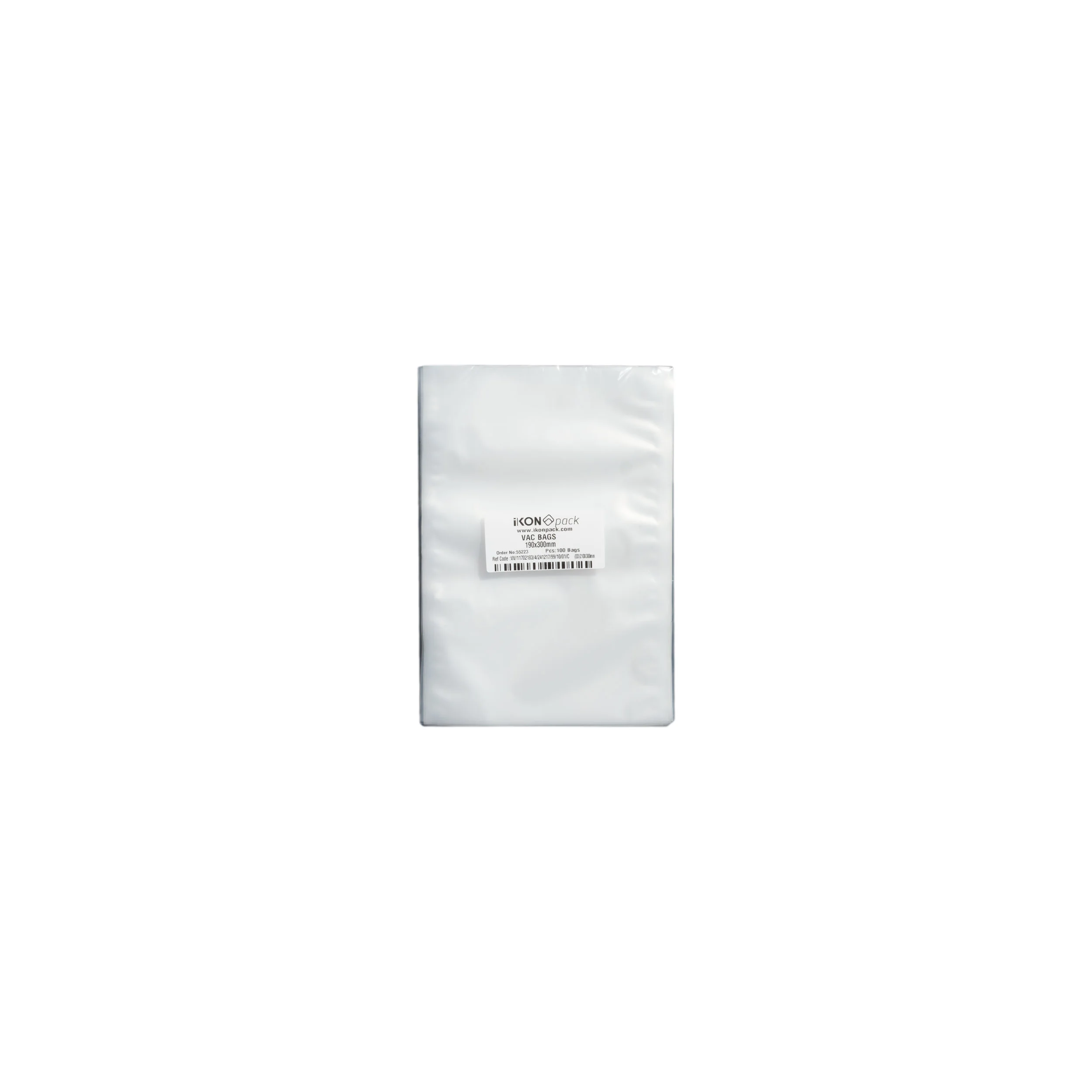 iK-VAC1930 VACUUM POUCH 70 MICRON 190X300 100 per slv 1000 per carton