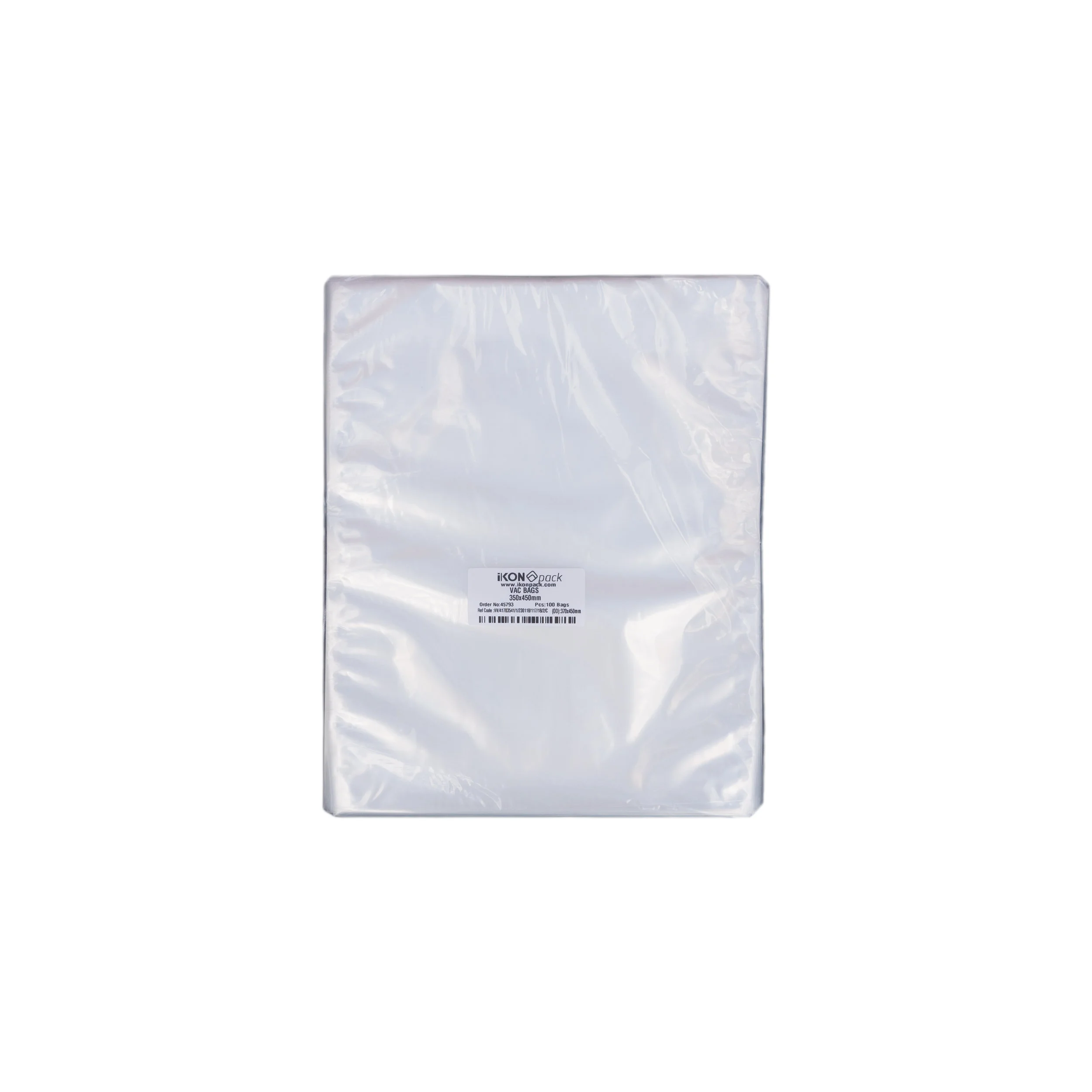 iK-VAC3545 VACUUM POUCH 70 MICRON 350X450 100 per slv 500 per carton