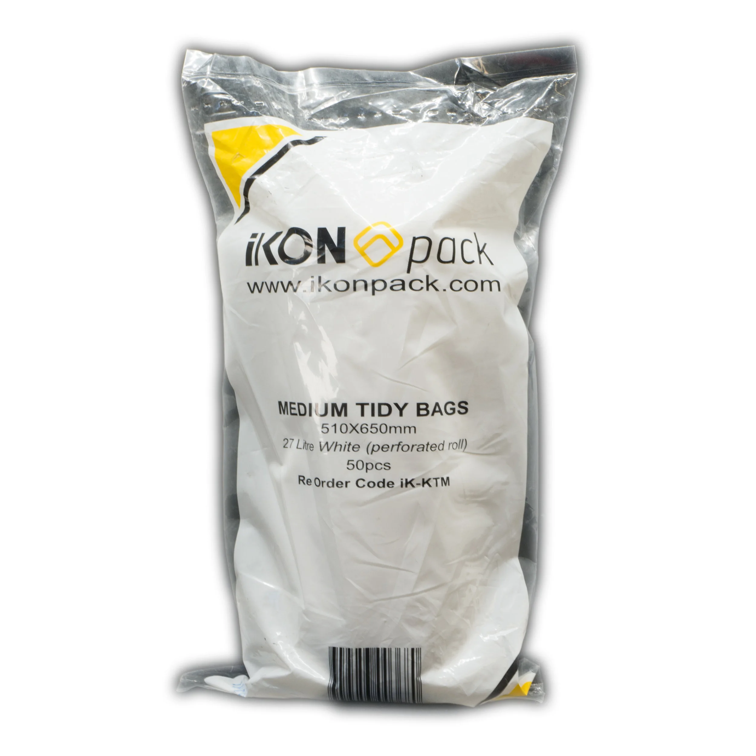 iK-KTM Medium Tidy Bags 27 Litre White (perforated roll) 510 x 650mm 50 pc 20 rolls per carton