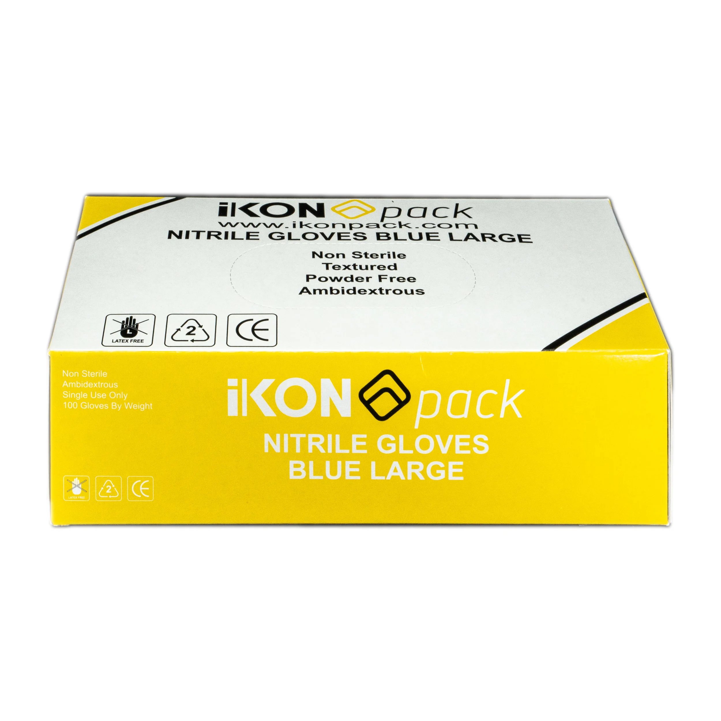 IK-GLVLNIT NITRILE GLOVES BLUE LARGE 100 pcs per packet 10 packets per carton Non Sterile Ambidextrous Powder Free Textured