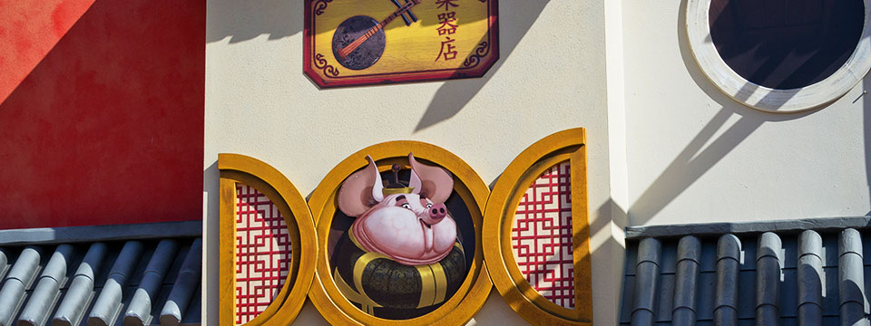 Many upper windows included characters from the films