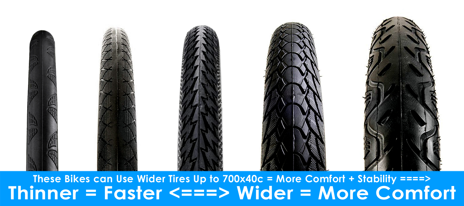 thinner = faster....wider = more comfort