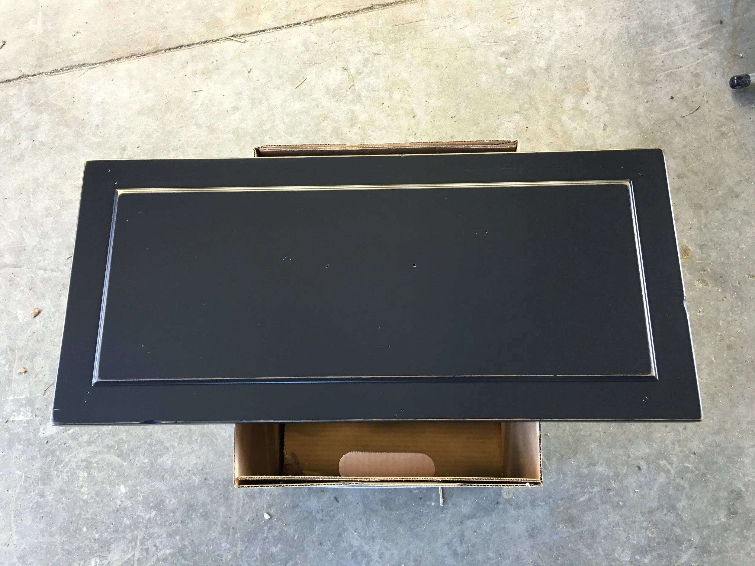  Black conversion varnish and clear coat. Distressed style. Andover, MA 2015 