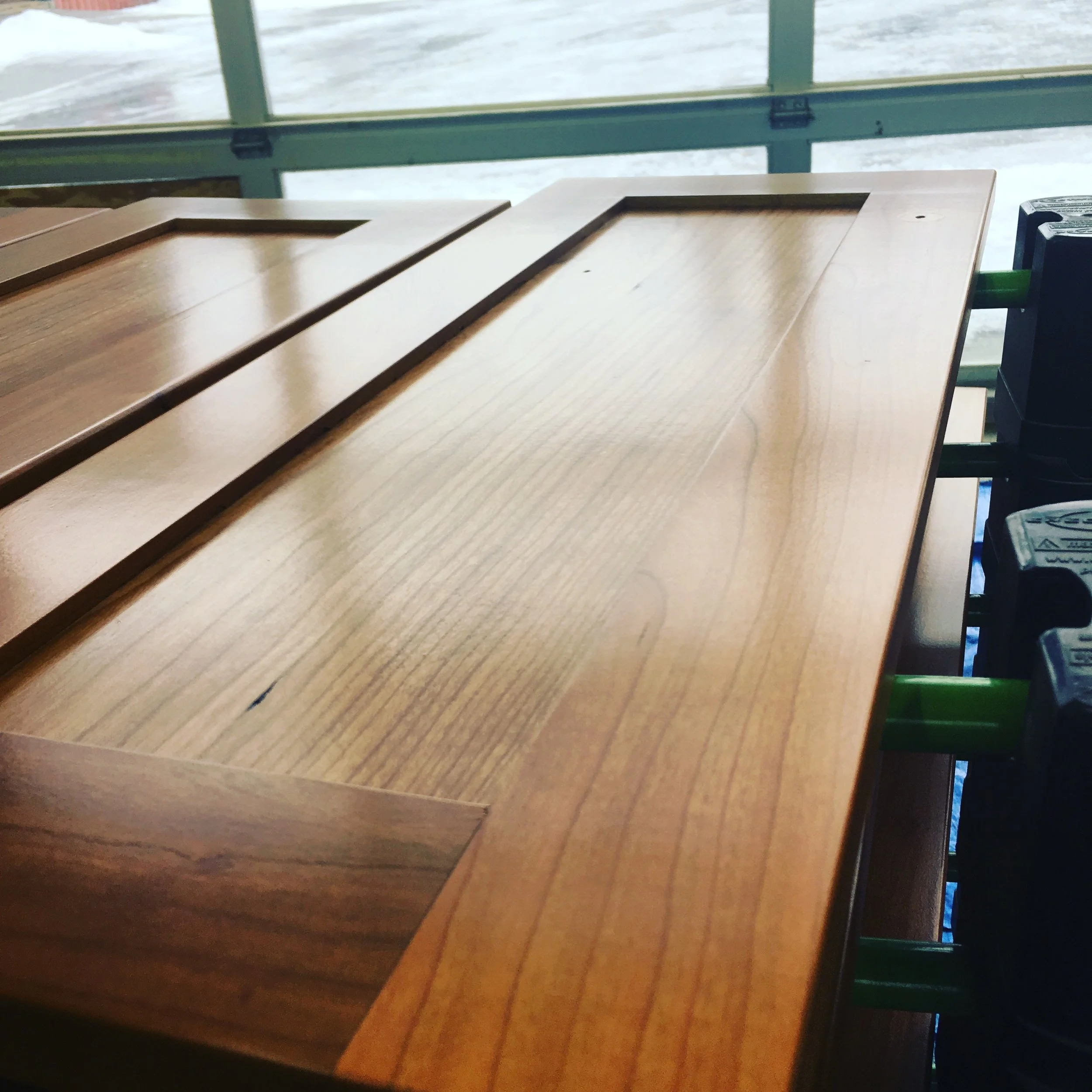  Post catalyzed lacquer in a medium rub on Cherry. Sunapee, NH 2016 