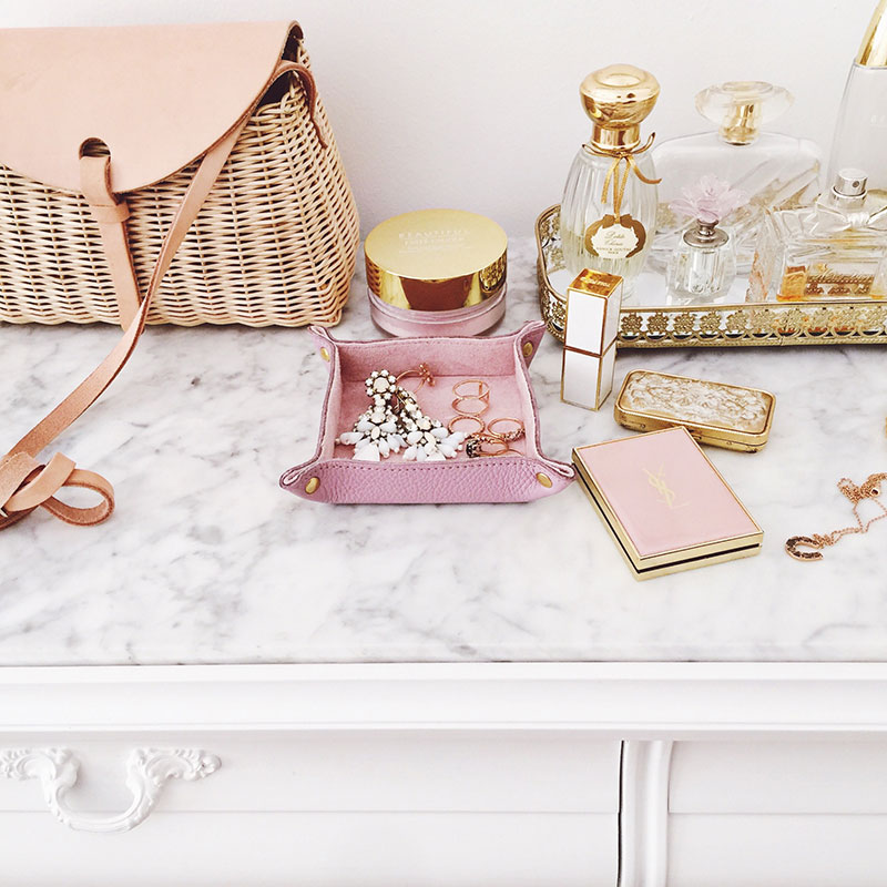 The Camberley Leather Trinket Tray is the perfect catchall for all of your treasures, from watches and rings to coins and loose change, or anything at all, really. Use it on a vanity, bookcase, or as an elegant desk accessory.+ shop now