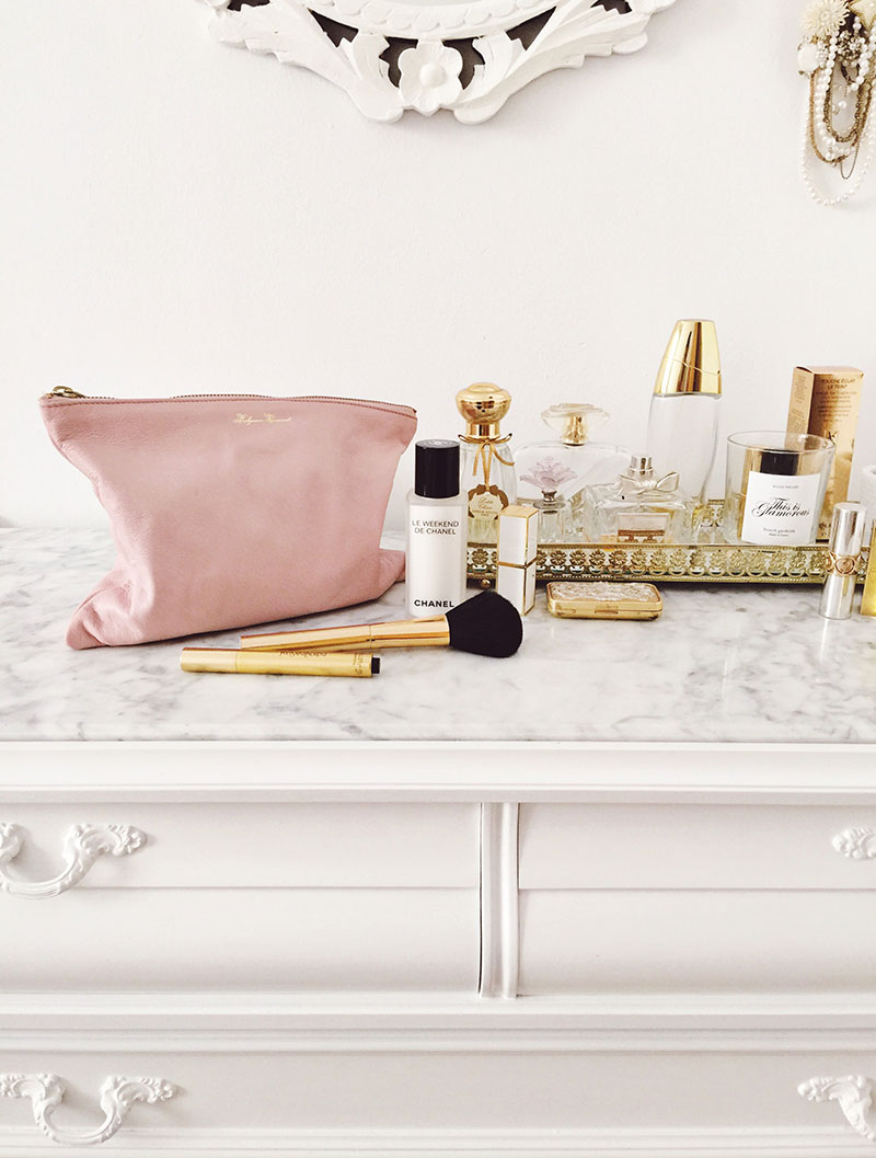 The Saint-Tropez Zip Pouch in the most&nbsp;romantic shade of Blush&nbsp;evokes hotel lobbies and crisp linens, August sunsets and weekends away . .&nbsp;.+ shop now