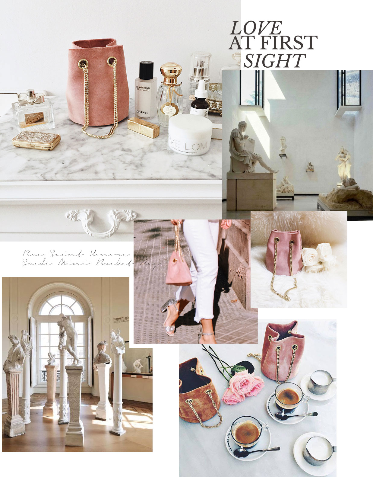 Such a lovely surprise to come upon this feature on Purewow listing our Rue Saint-Honoré Suede Mini Bucket Bag in Dusky Pink as one of the mini bucket bags everyone is buying now. Read the feature here, and shop the bag here.