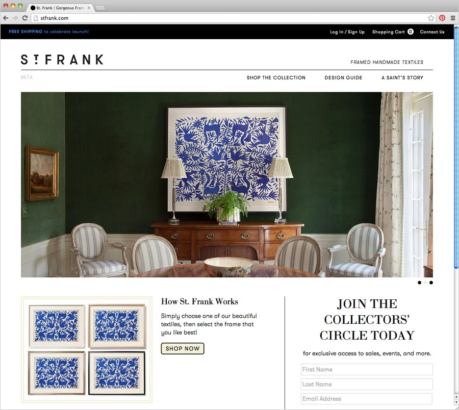 St Frank website with retouched photo