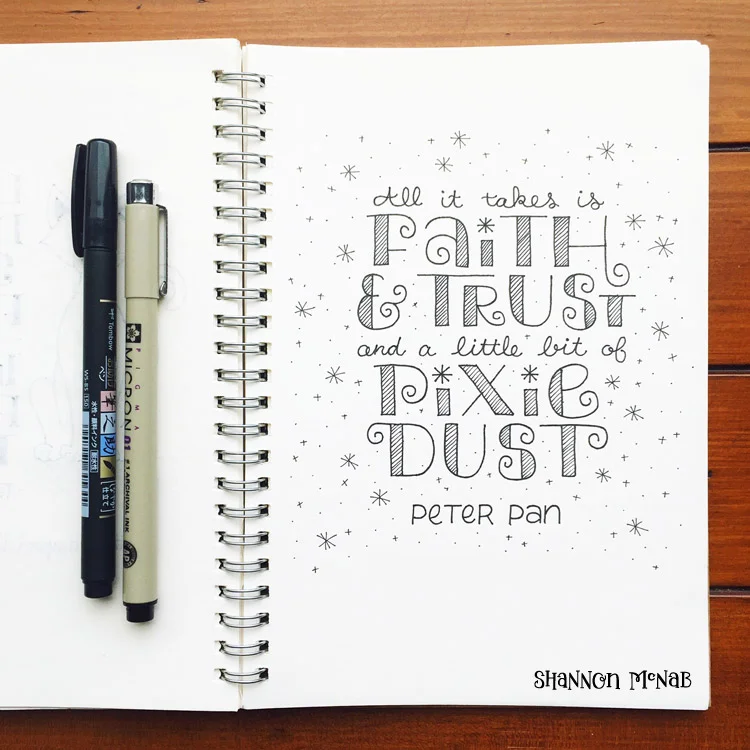 Peter Pan Hand Lettered Disney Quote | shannonmcnab.com