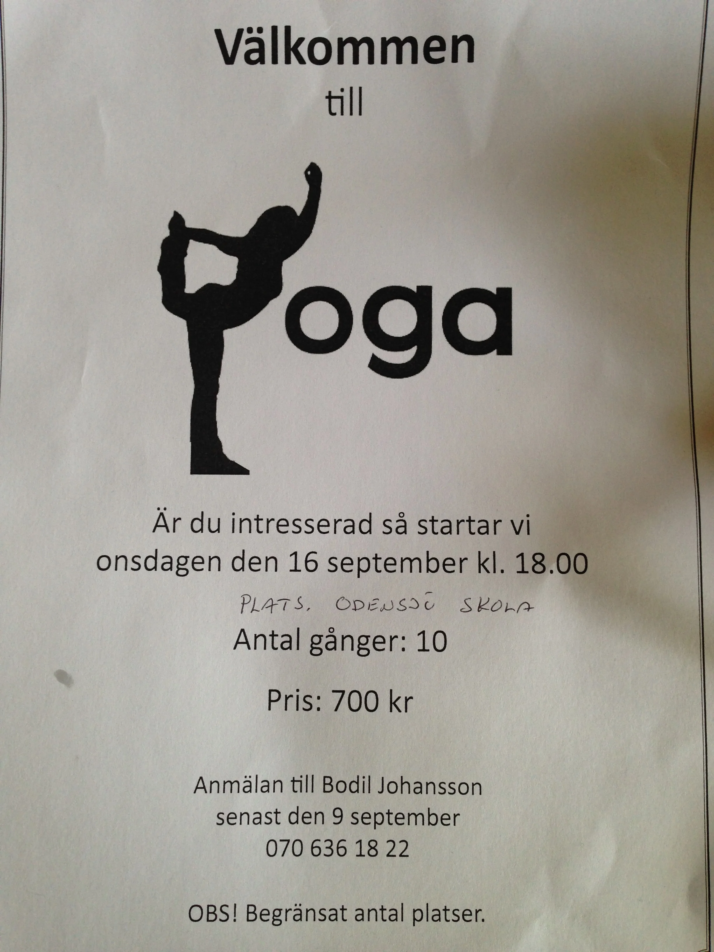 Yoga Kurs i Odensjö, Grimslöv
