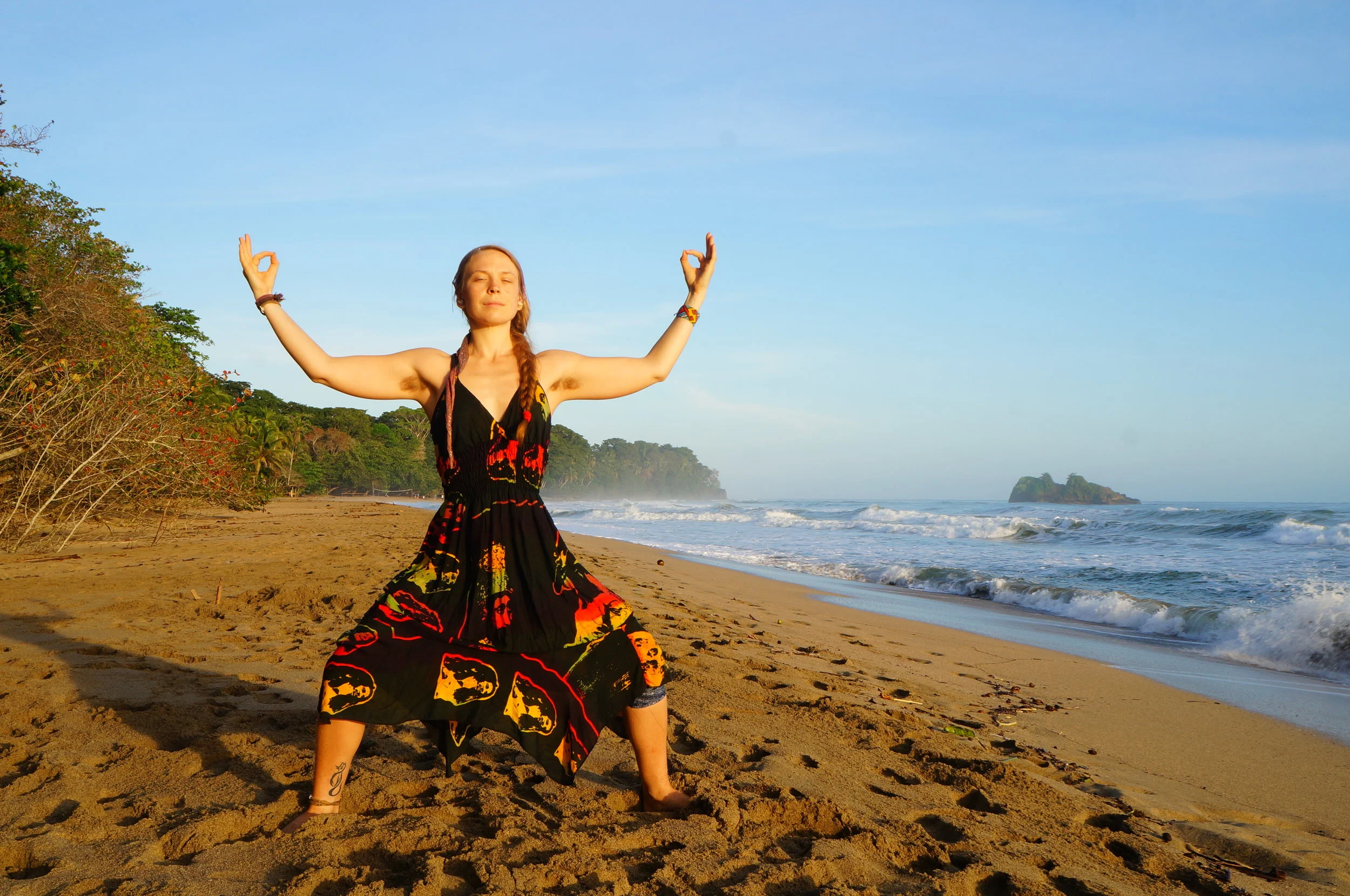 goddess pose puerto viejo costa rica