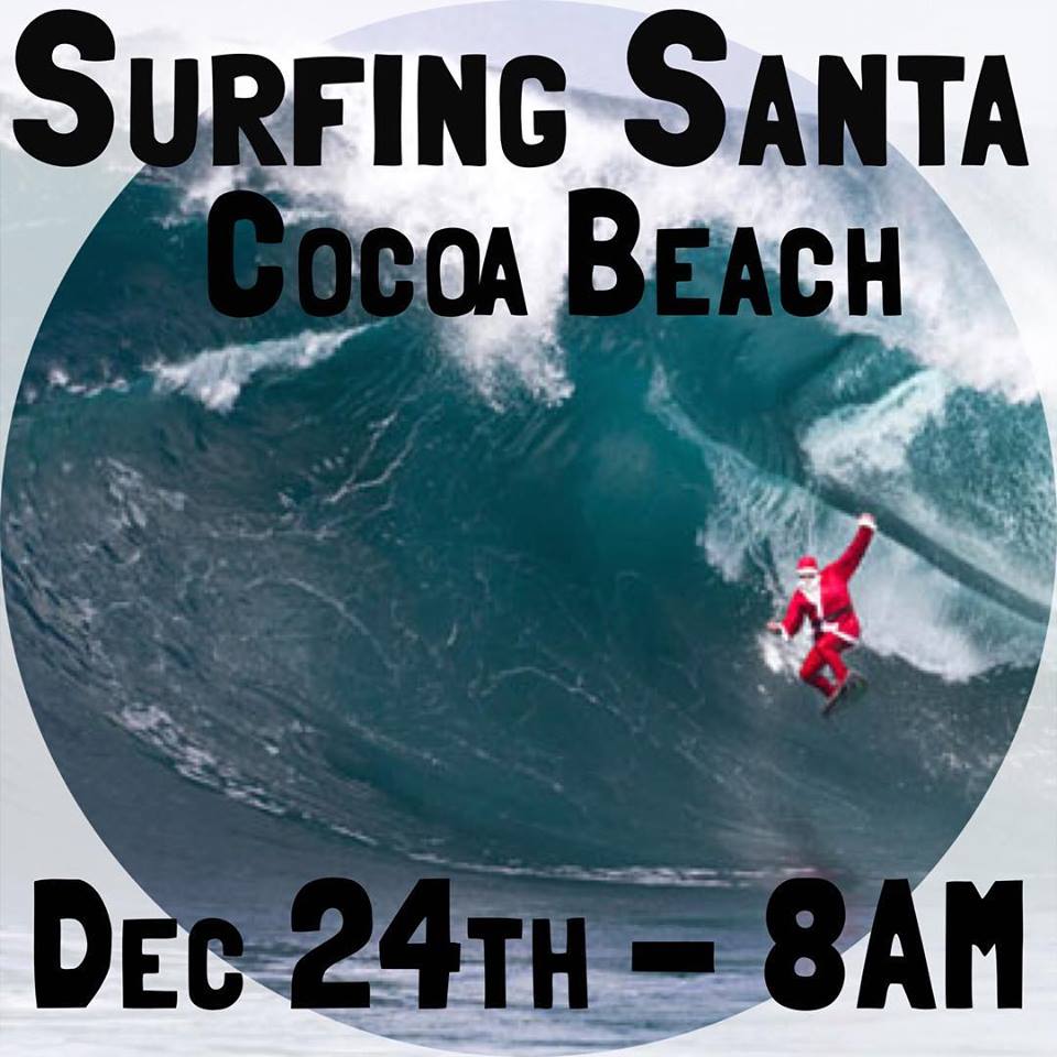 Surfing Santa Downtown Cocoa Beach Florida on December 24th 
