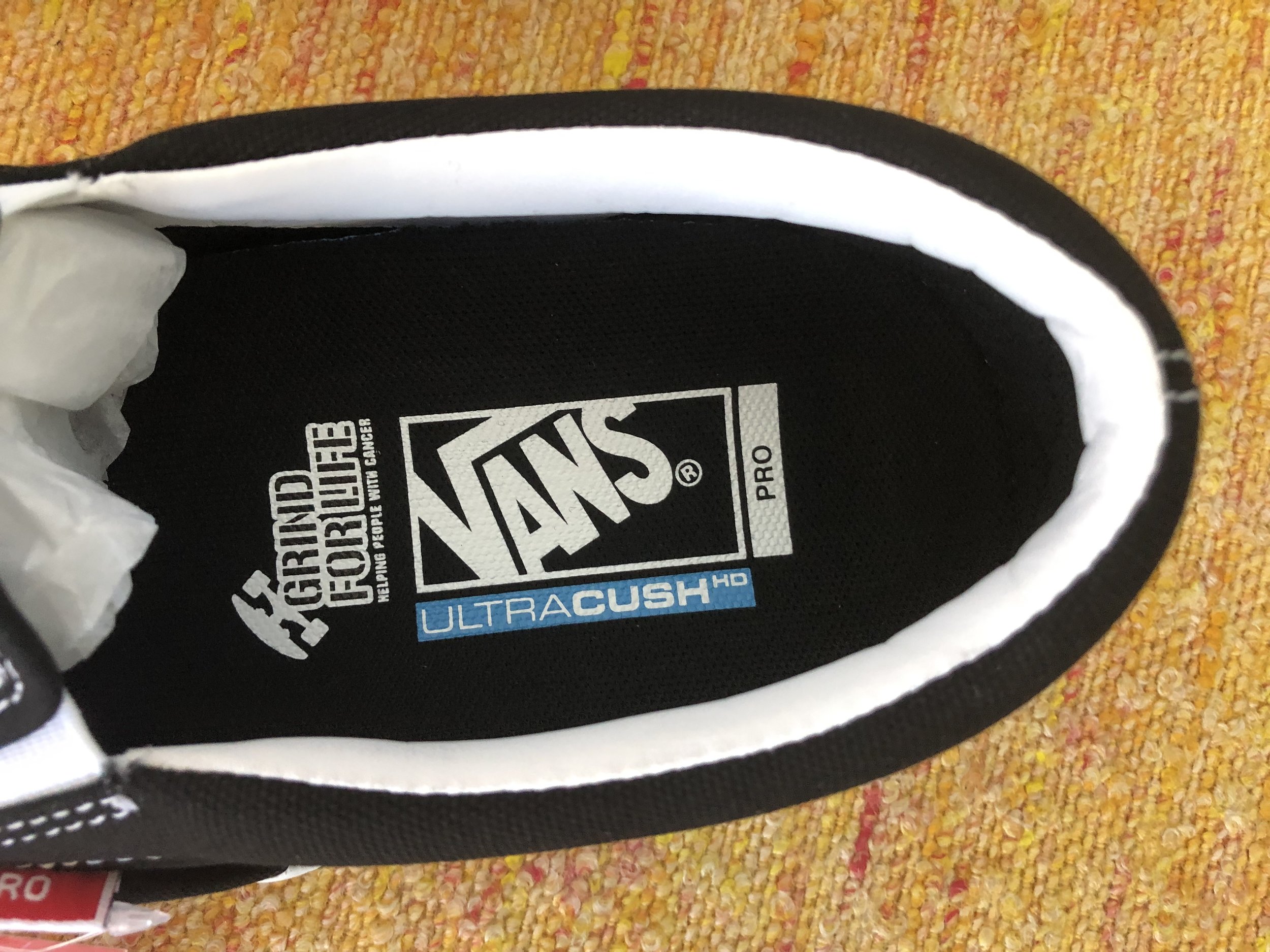 Sizes available 7 1/2 VANS PRO “Skate and Destroy Cancer” SLIP-ON Shoes with ULTRACUSH insole \u0026 DURACAP — GrindForLife.org