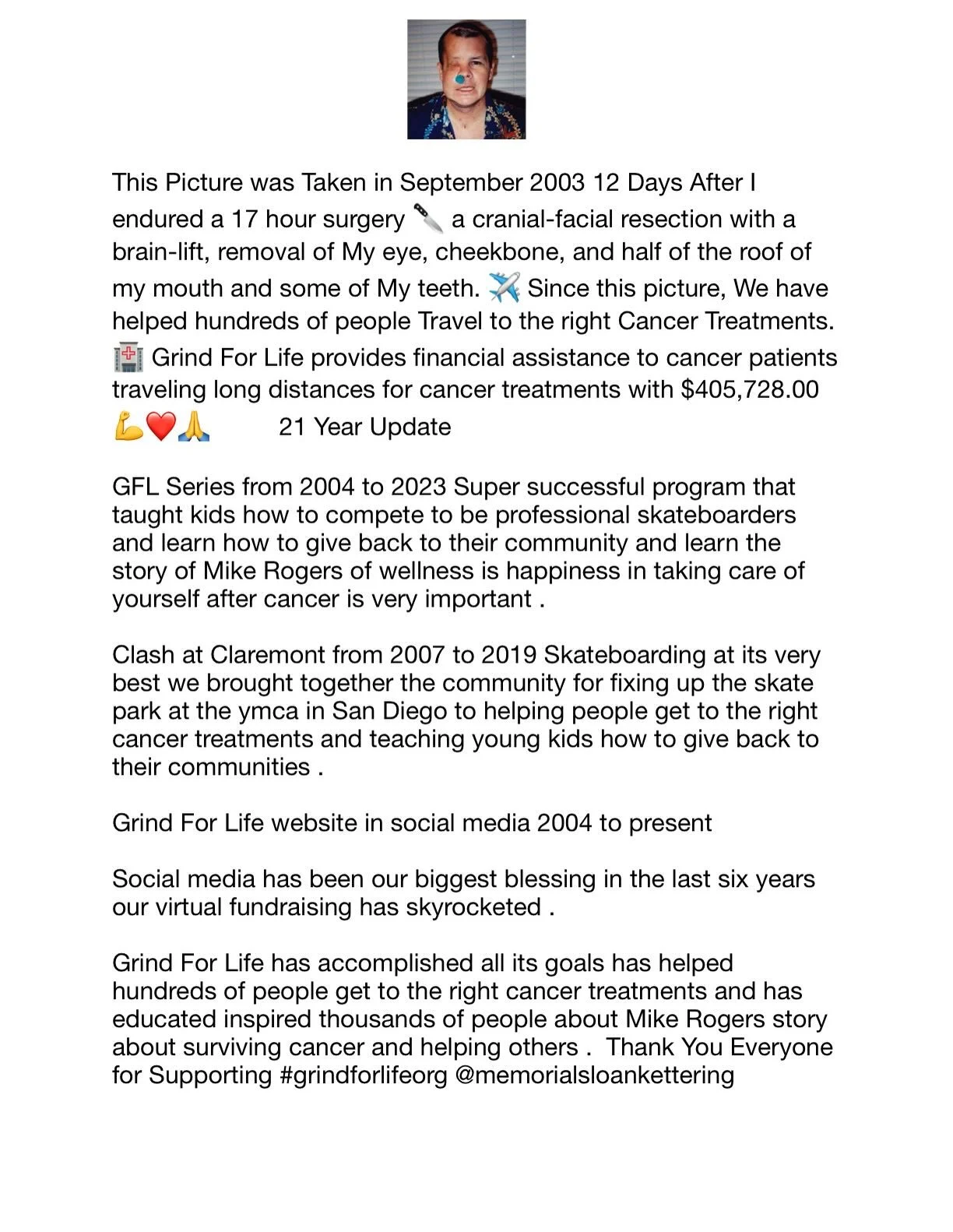 21 Update on Grind For Life Organization 