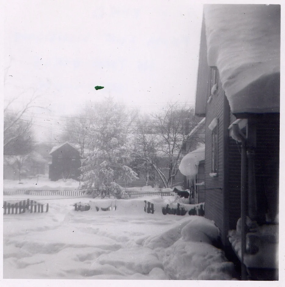 Spring Street house from the second floor, blizzard 1958.