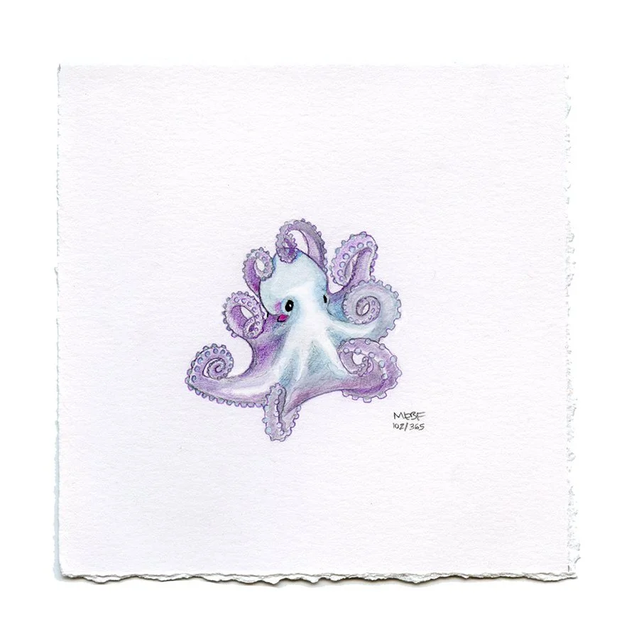 Cute Blue Octopus Drawing