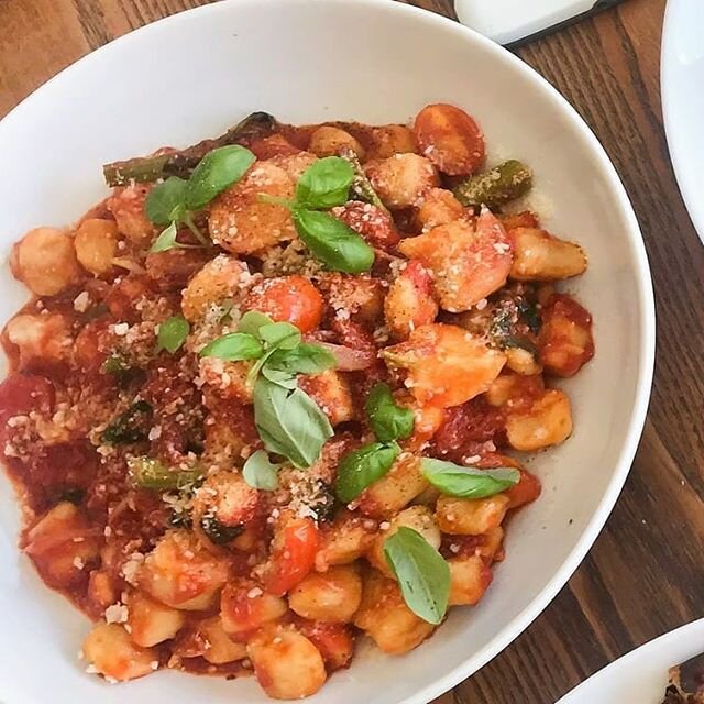 Housemade Gnocchi, Piquillo Pepper Pesto &amp; Burrata Cheese on the takeout menu now. To order please visit www.abruzzi.ca or call 519-675-9995