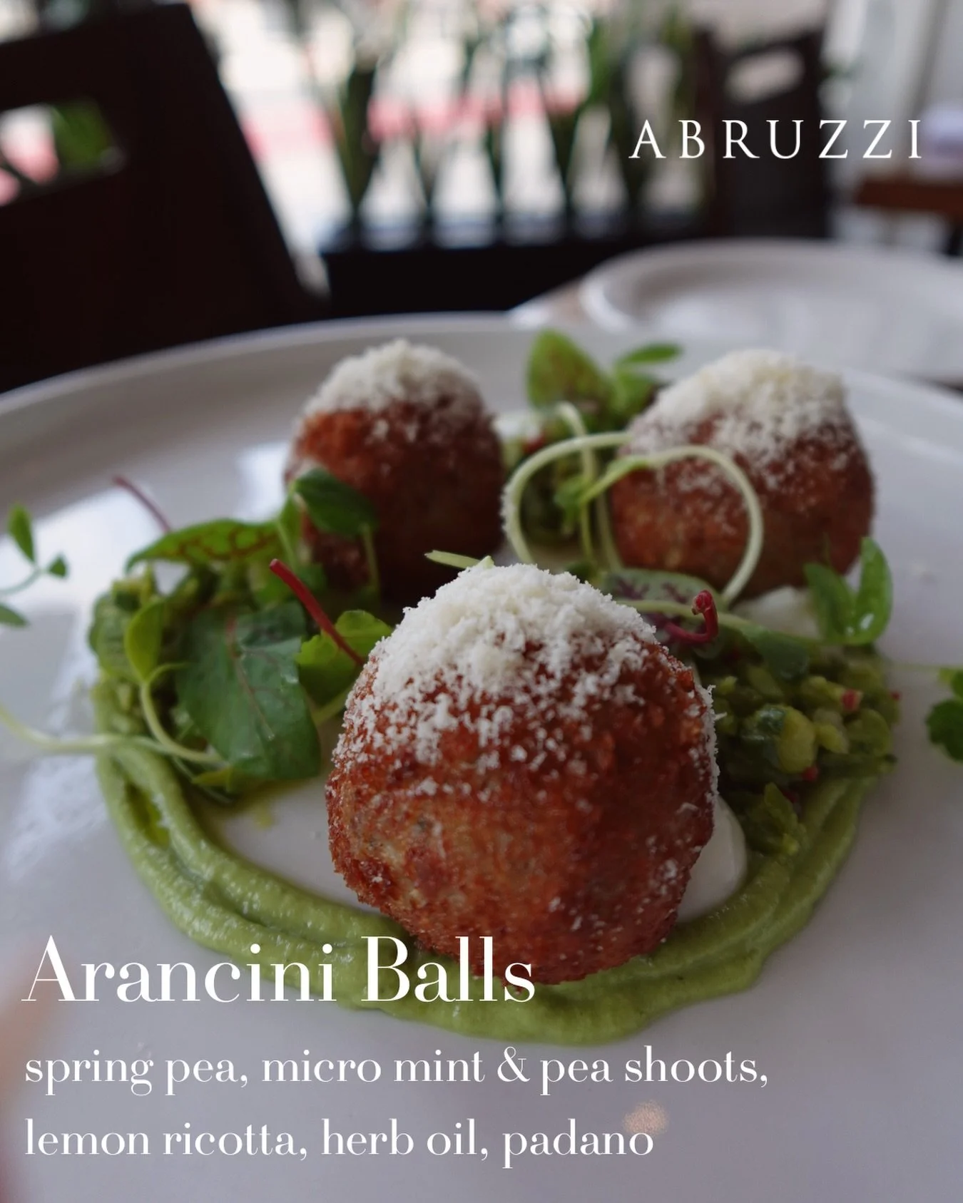A little crisp. A little creamy. A lot worth ordering. 🤤

Our Arancini Balls are paired with spring pea pur&eacute;e, fresh herbs, lemon ricotta, and finished with padano for a dish that balances richness with freshness effortlessly.

Proof that com