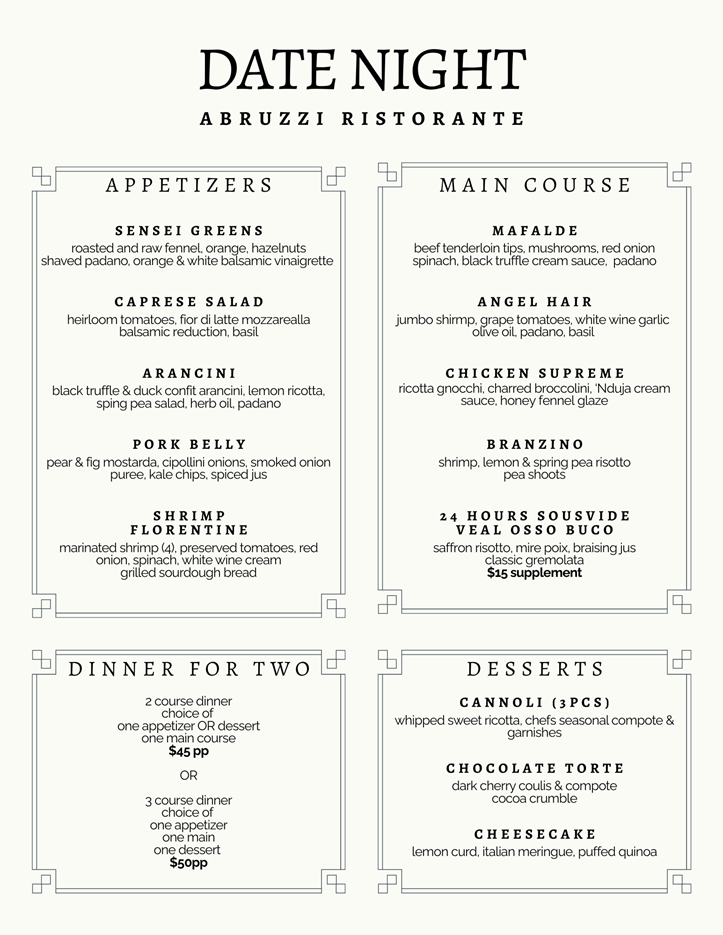 Daily Features — Abruzzi Ristorante